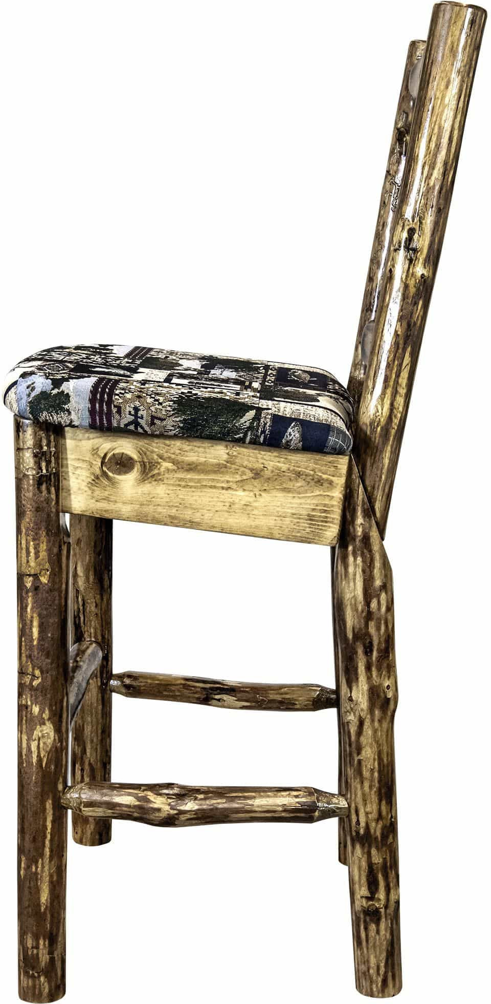 Montana Woodworks Glacier Country Collection Barstool with Back Upholstered Seat-Rustic Furniture Marketplace