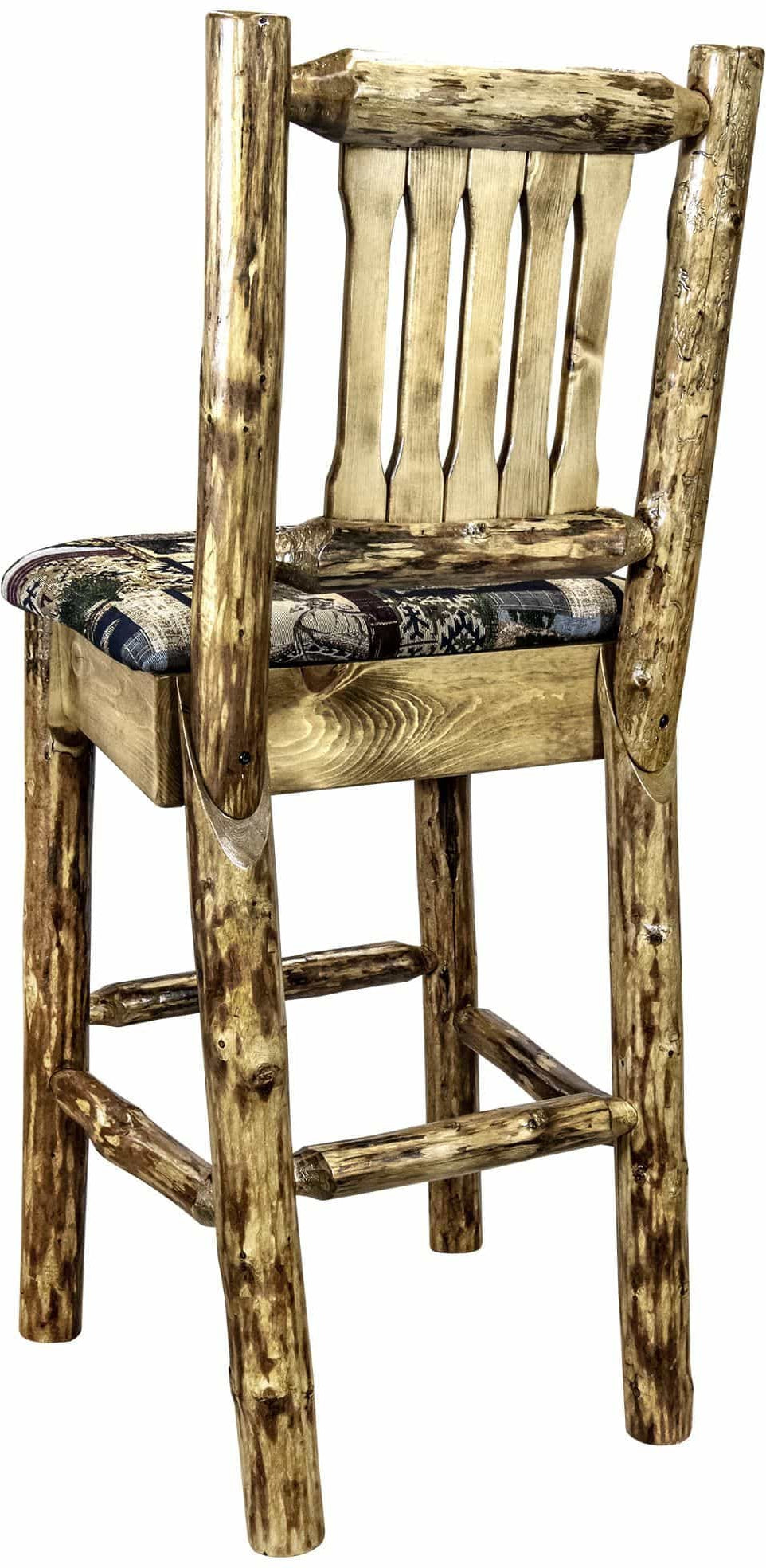 Montana Woodworks Glacier Country Collection Barstool with Back Upholstered Seat-Rustic Furniture Marketplace