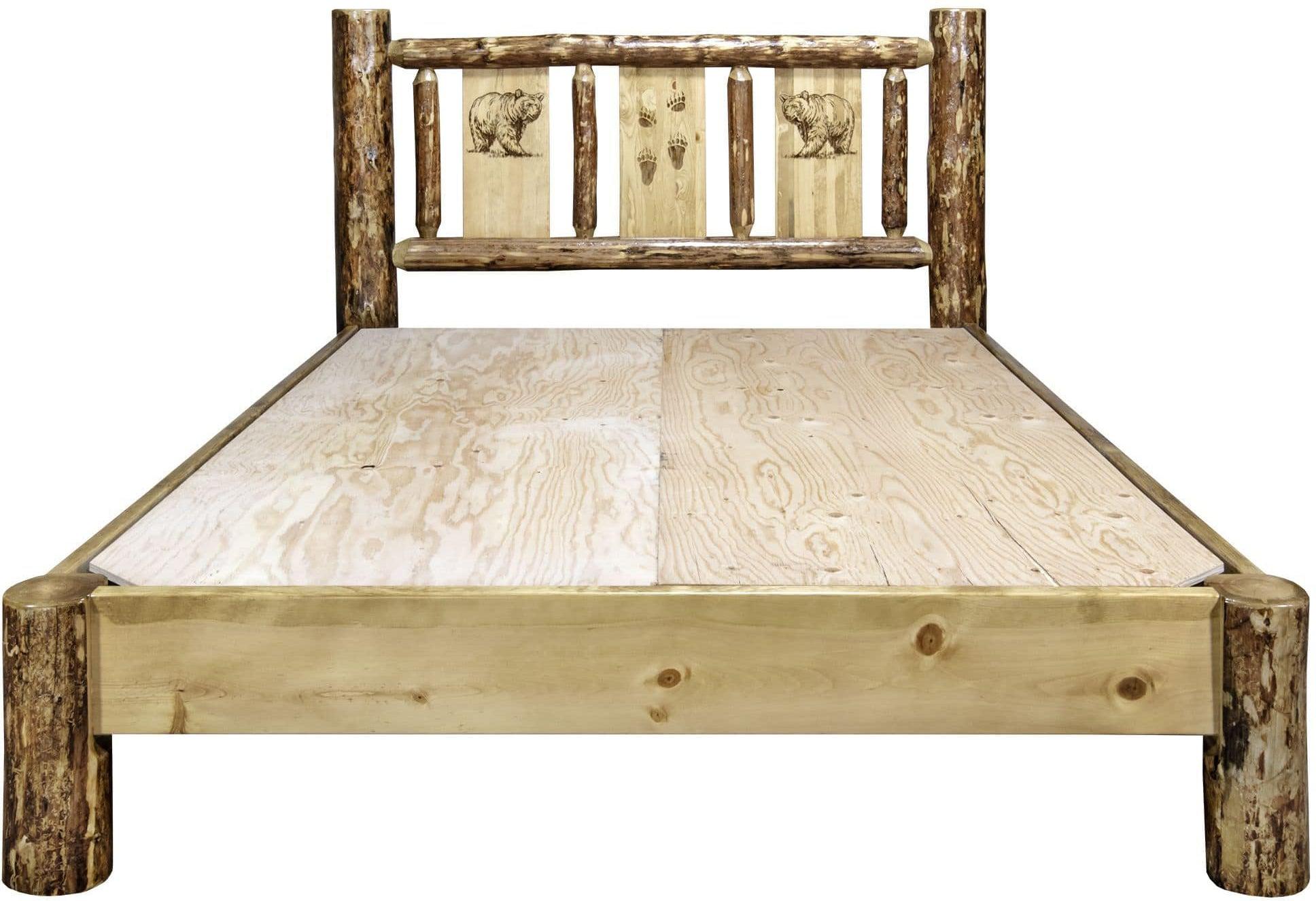 Montana Woodworks Glacier Country Collection California King Platform Bed with Laser Engraved Design-Rustic Furniture Marketplace