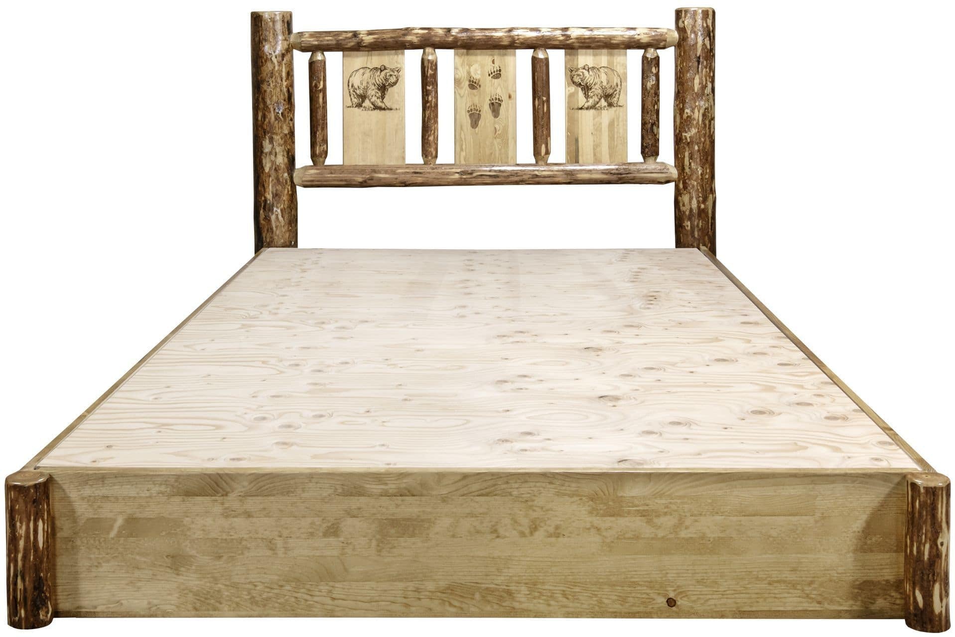 Montana Woodworks Glacier Country Collection California King Platform Bed with Storage & Laser Engraved Design-Rustic Furniture Marketplace