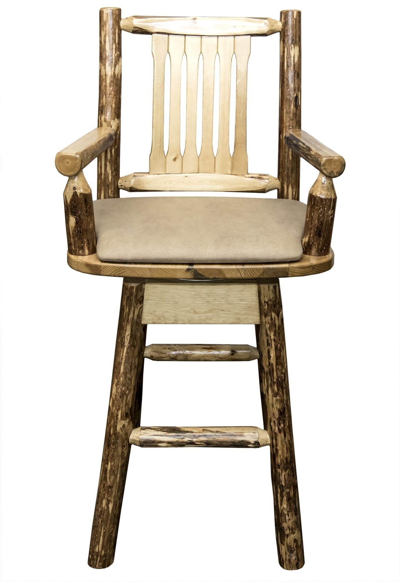 Montana Woodworks Glacier Country Collection Captain's Barstool with Back/Swivel/Upholstered Seat-Rustic Furniture Marketplace