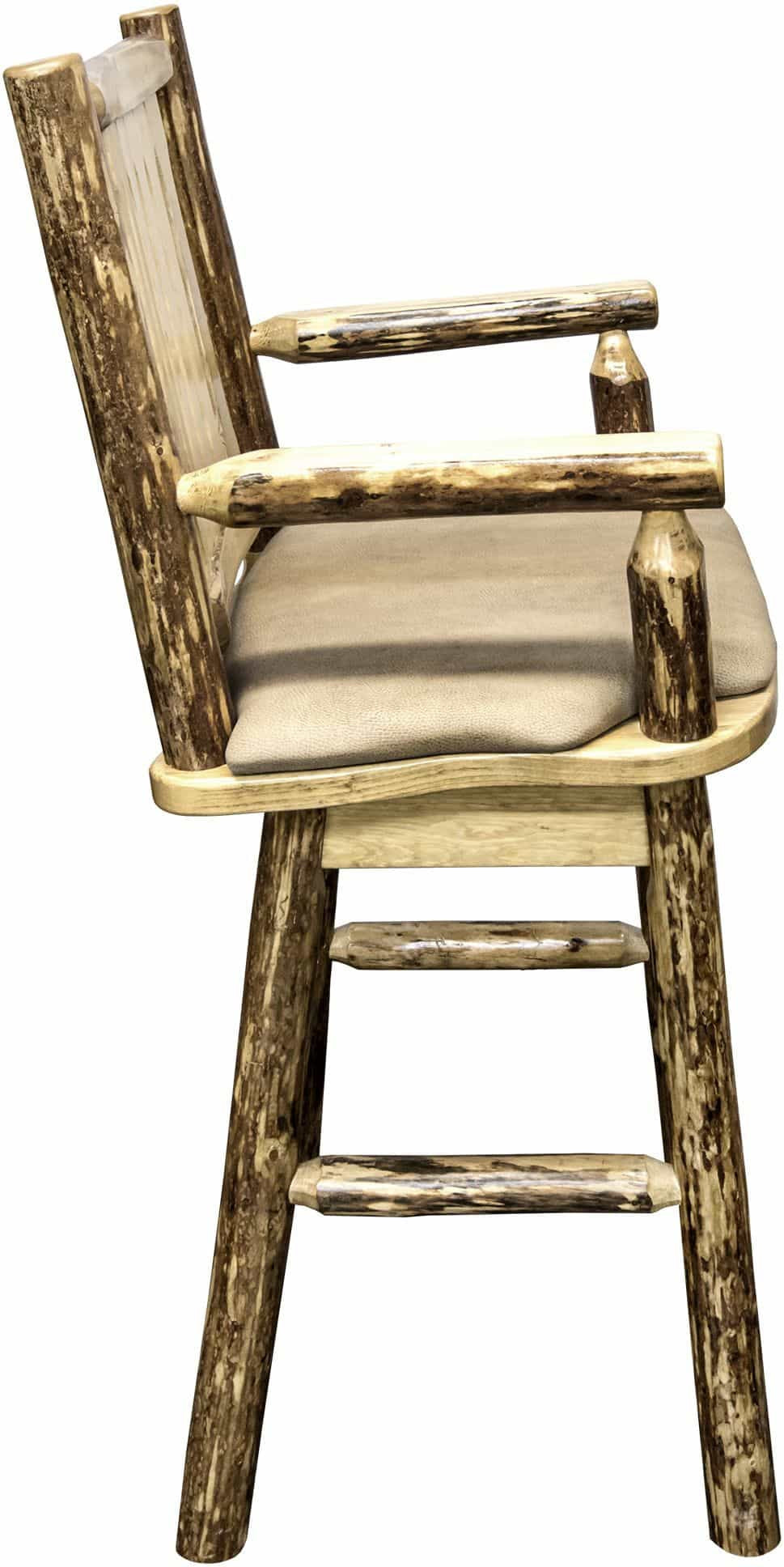 Montana Woodworks Glacier Country Collection Captain's Barstool with Back/Swivel/Upholstered Seat-Rustic Furniture Marketplace