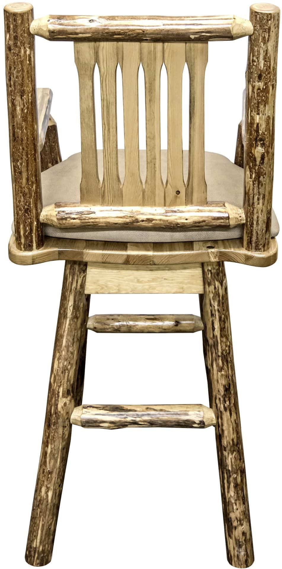 Montana Woodworks Glacier Country Collection Captain's Barstool with Back/Swivel/Upholstered Seat-Rustic Furniture Marketplace