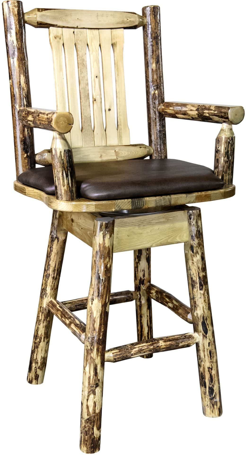 Montana Woodworks Glacier Country Collection Captain's Barstool with Back/Swivel/Upholstered Seat-Rustic Furniture Marketplace