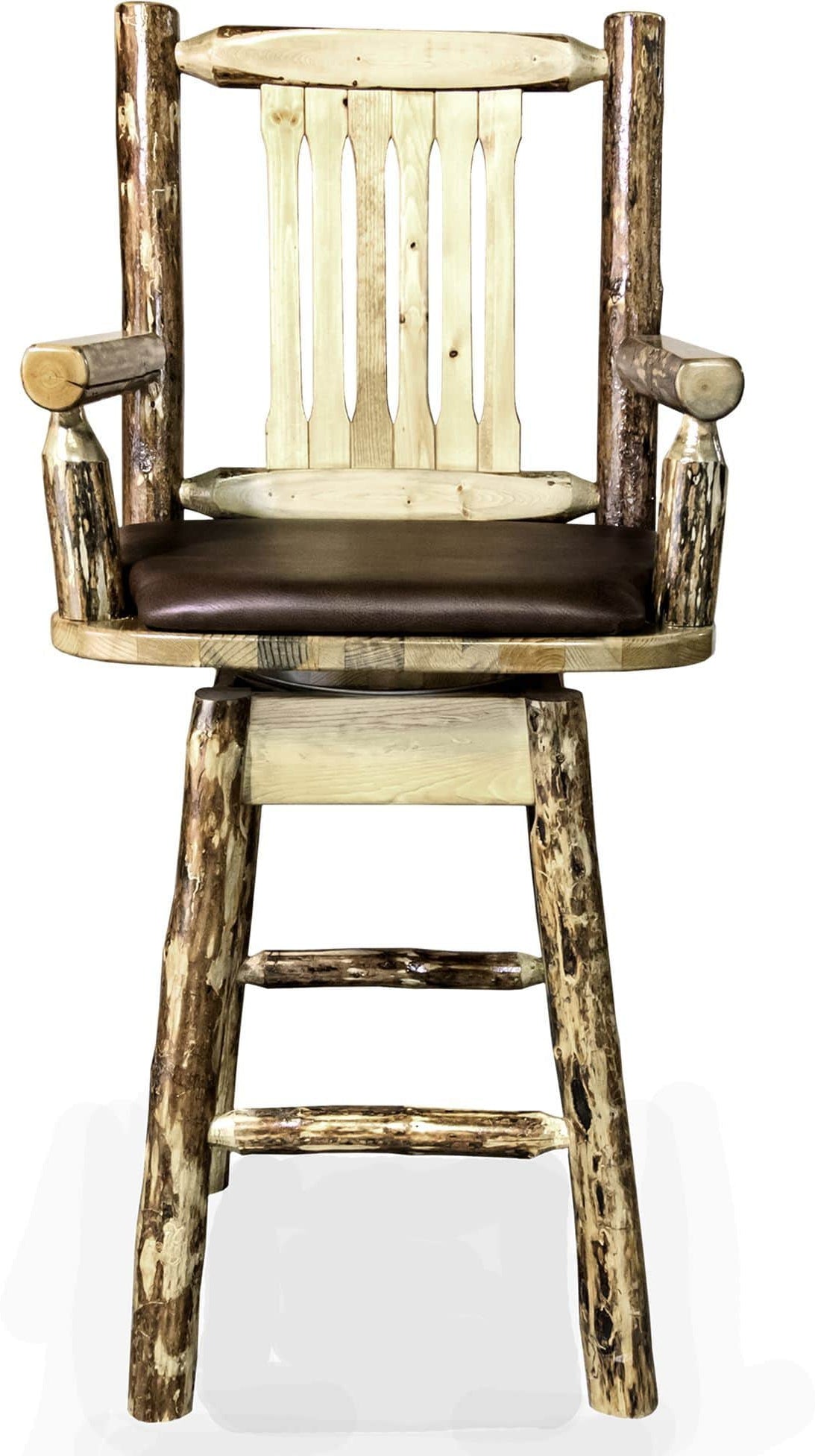 Montana Woodworks Glacier Country Collection Captain's Barstool with Back/Swivel/Upholstered Seat-Rustic Furniture Marketplace