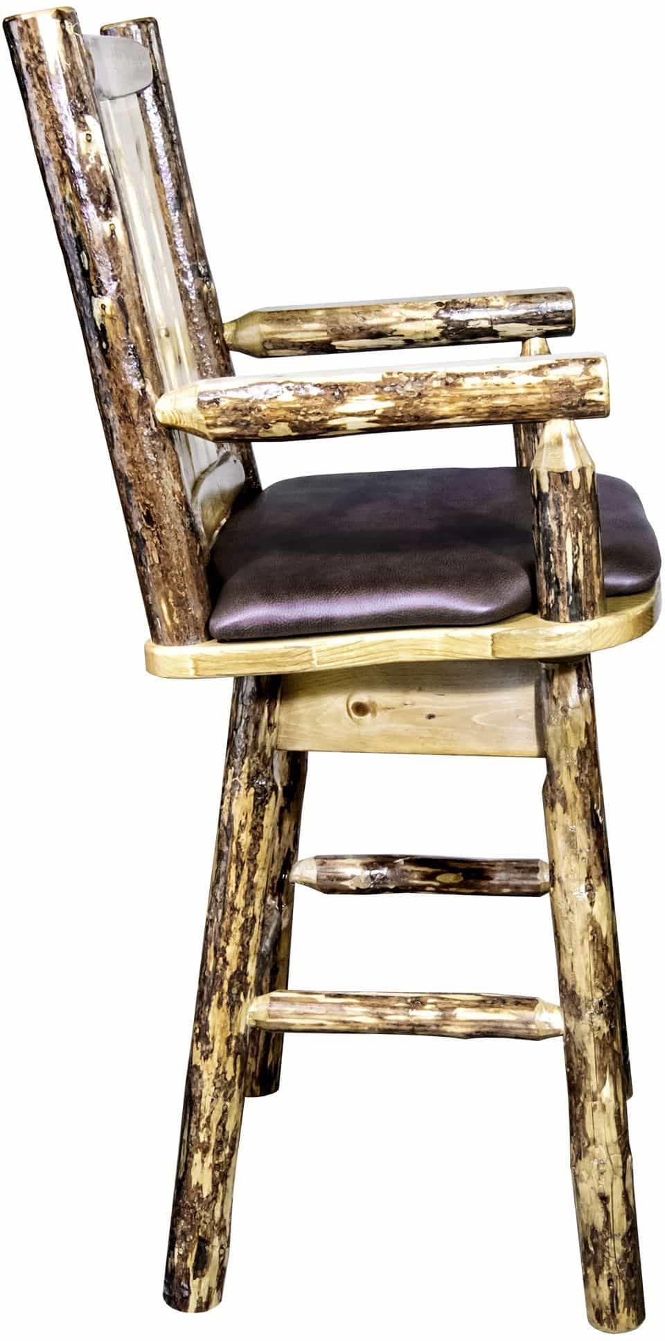 Montana Woodworks Glacier Country Collection Captain's Barstool with Back/Swivel/Upholstered Seat-Rustic Furniture Marketplace