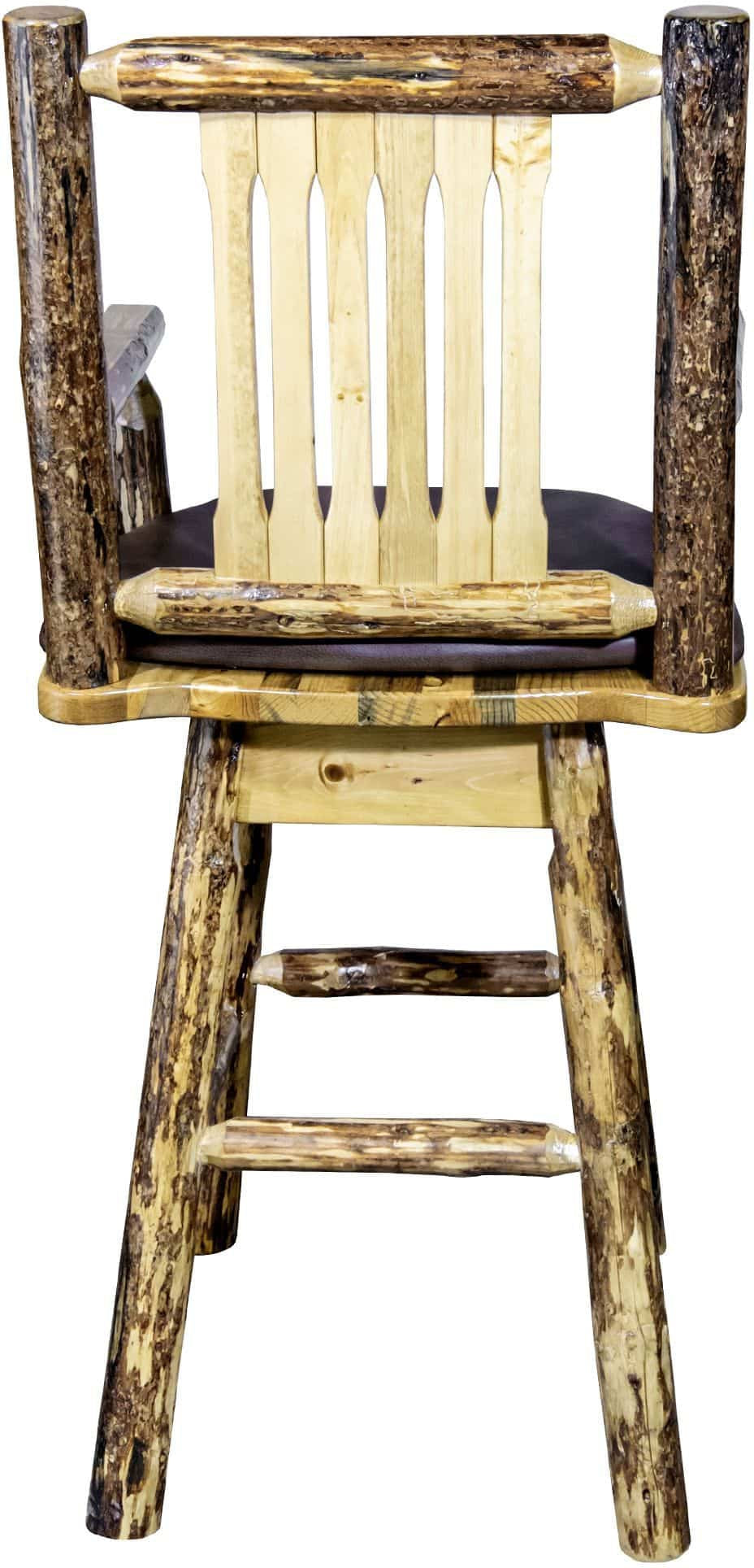 Montana Woodworks Glacier Country Collection Captain's Barstool with Back/Swivel/Upholstered Seat-Rustic Furniture Marketplace