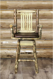 Montana Woodworks Glacier Country Collection Captain's Barstool with Back/Swivel/Upholstered Seat-Rustic Furniture Marketplace