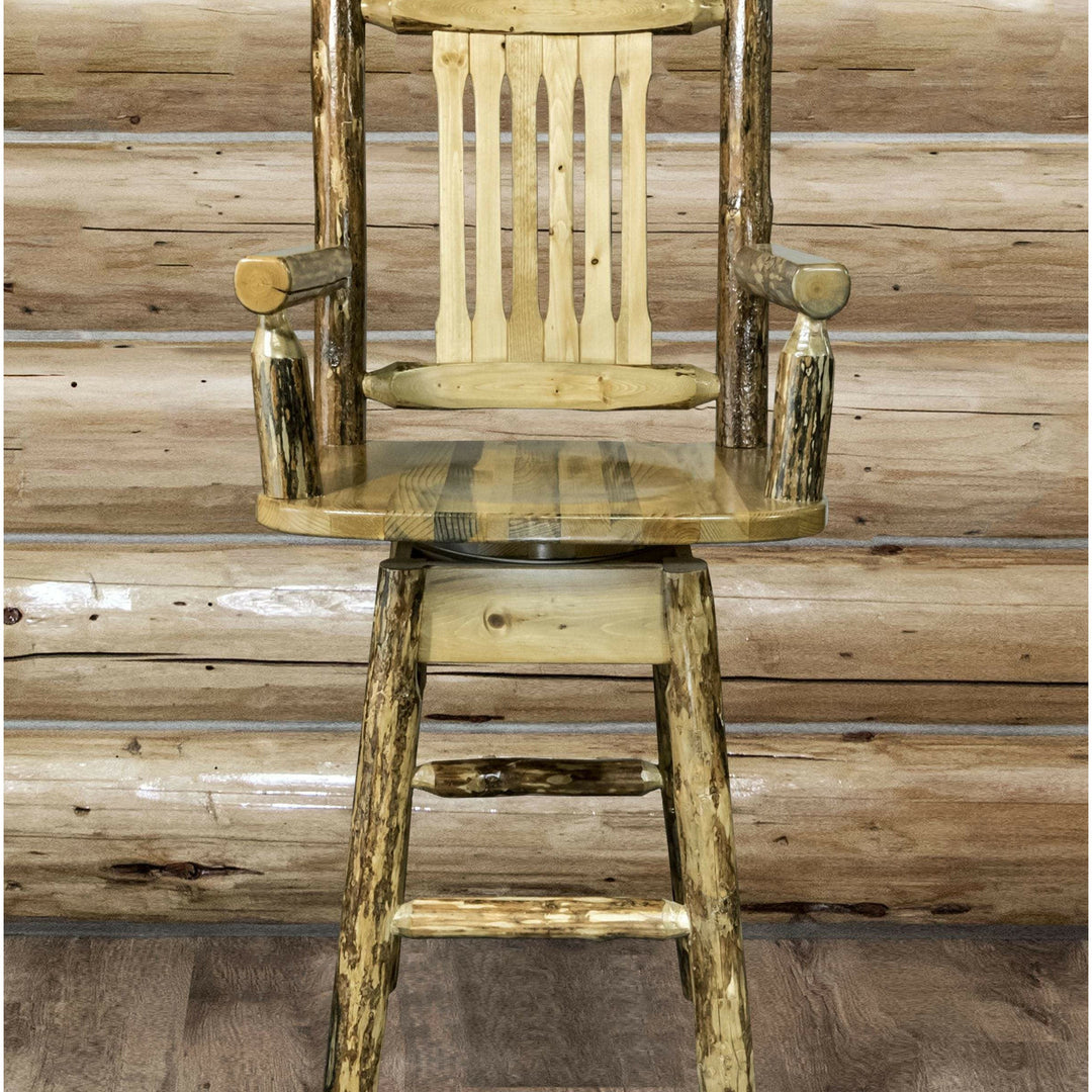 Montana Woodworks Glacier Country Collection Captain's Barstool with Back & Swivel-Rustic Furniture Marketplace