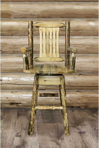 Montana Woodworks Glacier Country Collection Captain's Barstool with Back & Swivel-Rustic Furniture Marketplace