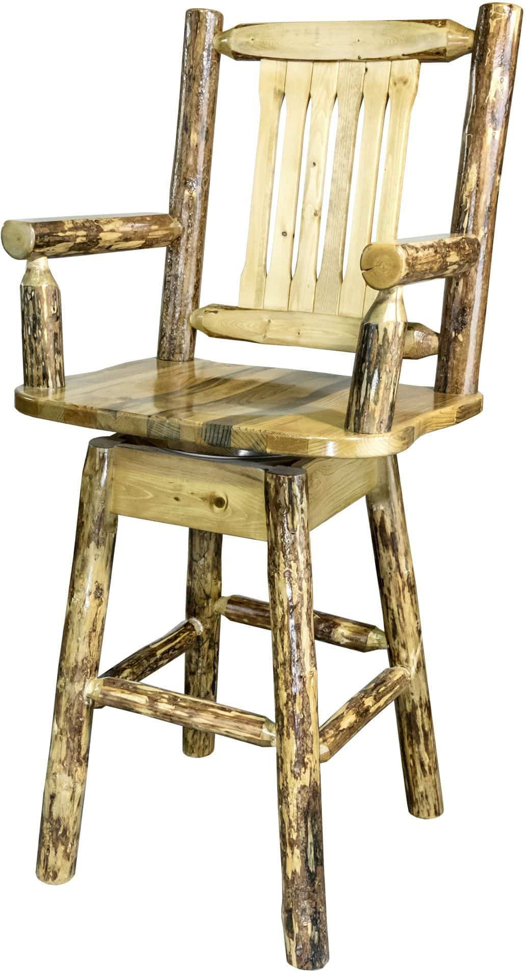 Montana Woodworks Glacier Country Collection Captain's Barstool with Back & Swivel-Rustic Furniture Marketplace