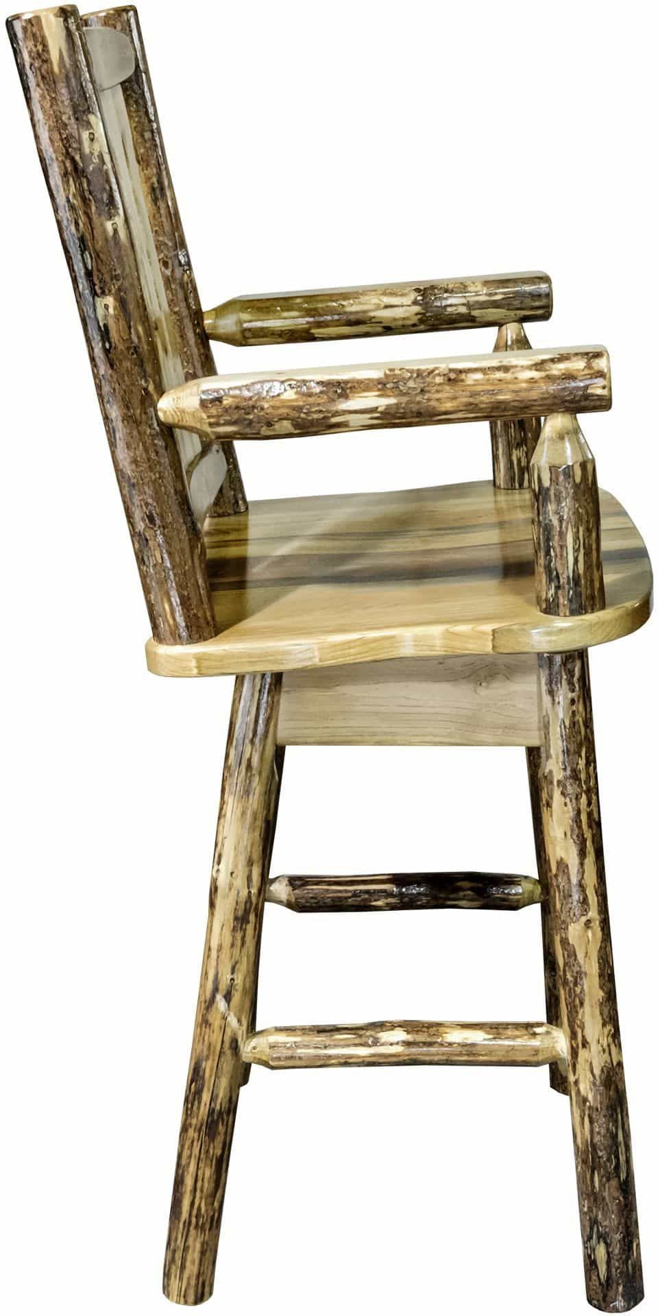 Montana Woodworks Glacier Country Collection Captain's Barstool with Back & Swivel-Rustic Furniture Marketplace