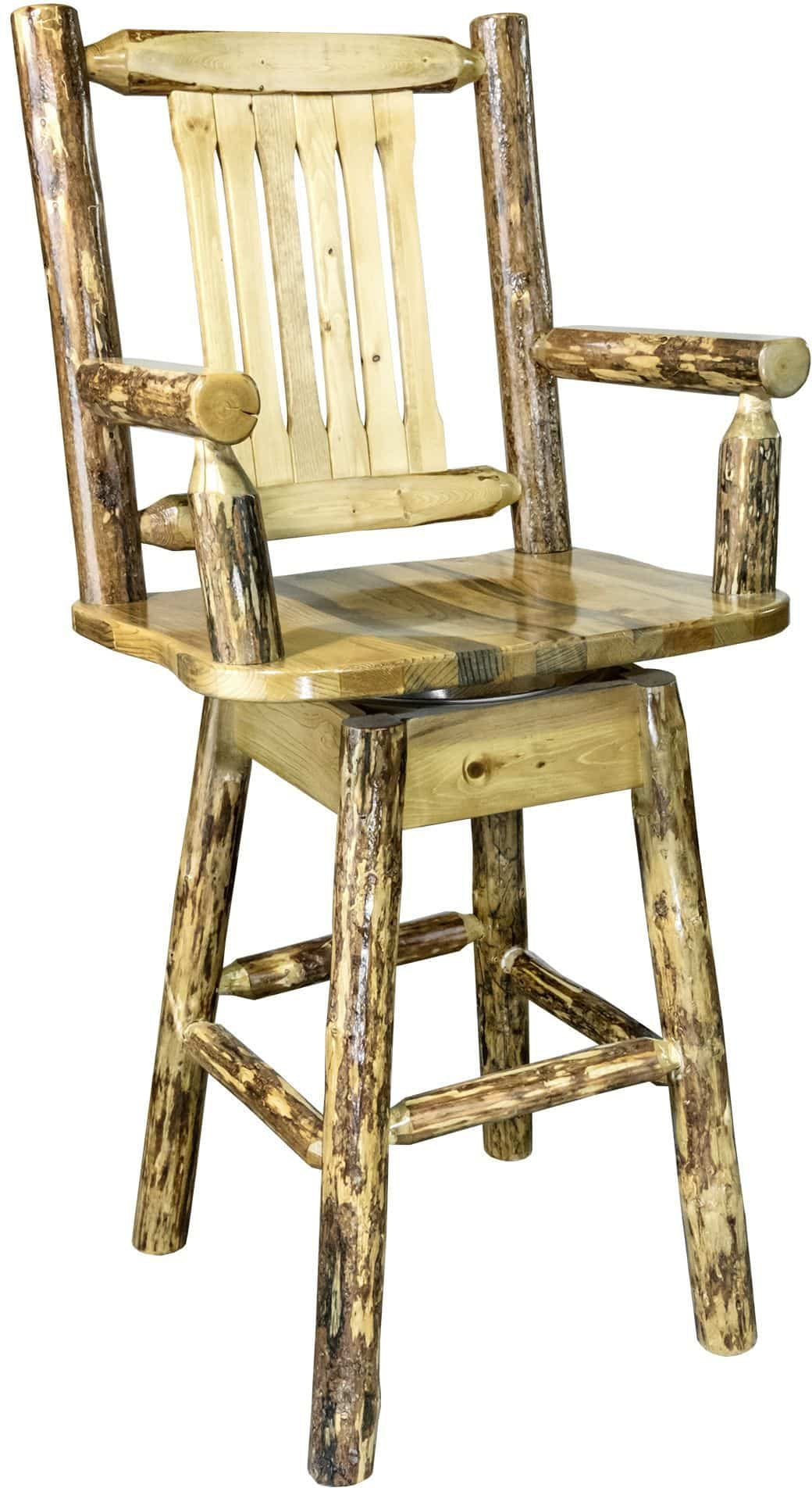 Montana Woodworks Glacier Country Collection Captain's Barstool with Back & Swivel-Rustic Furniture Marketplace