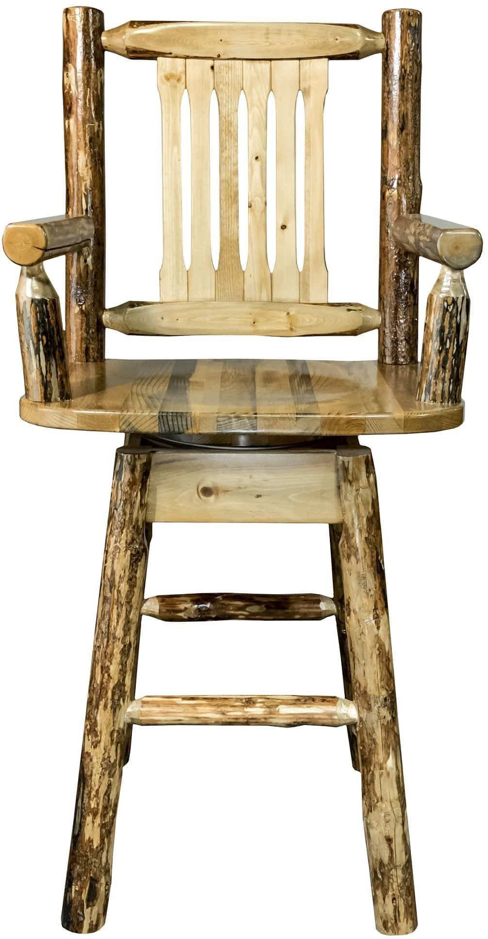 Montana Woodworks Glacier Country Collection Captain's Barstool with Back & Swivel-Rustic Furniture Marketplace