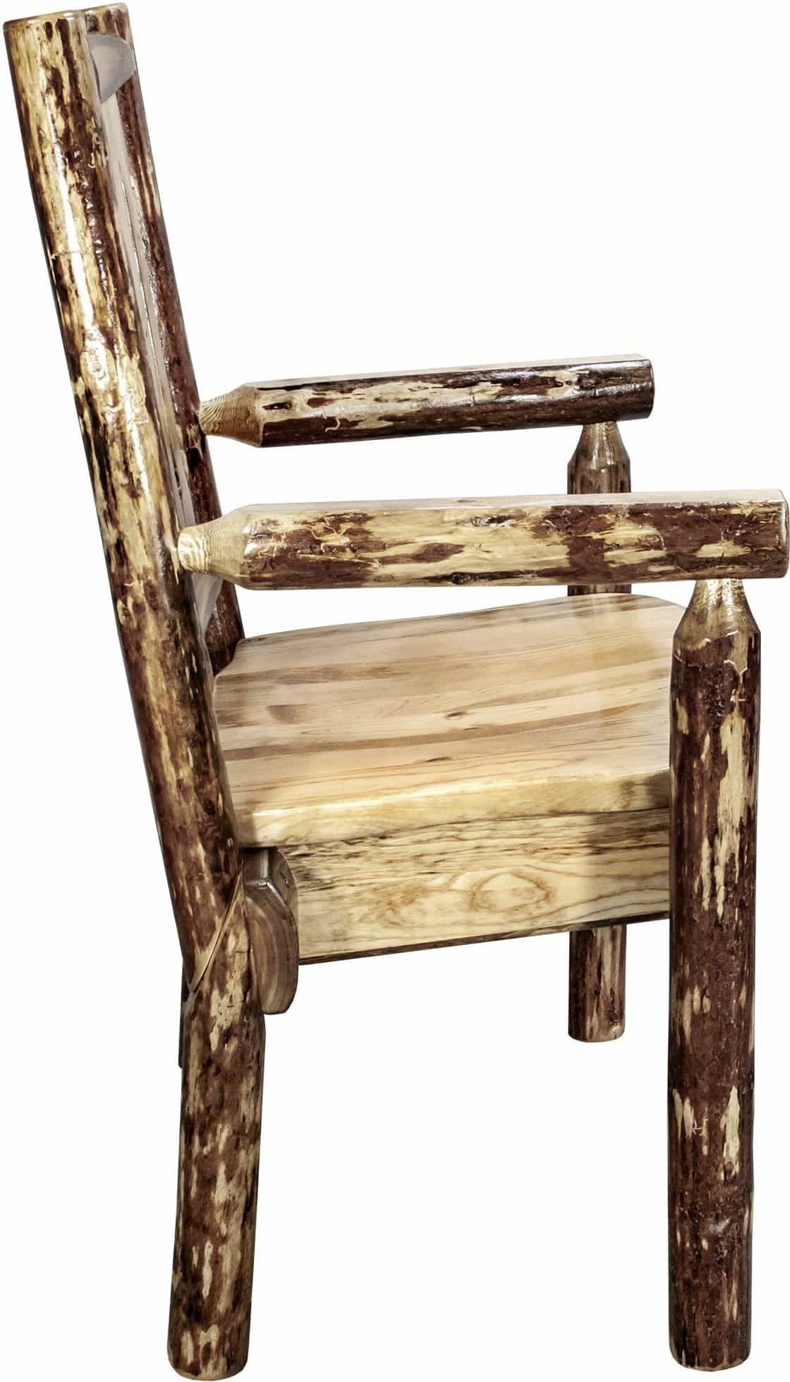 Montana Woodworks Glacier Country Collection Captain's Chair with Ergonomic Wooden Seat-Rustic Furniture Marketplace