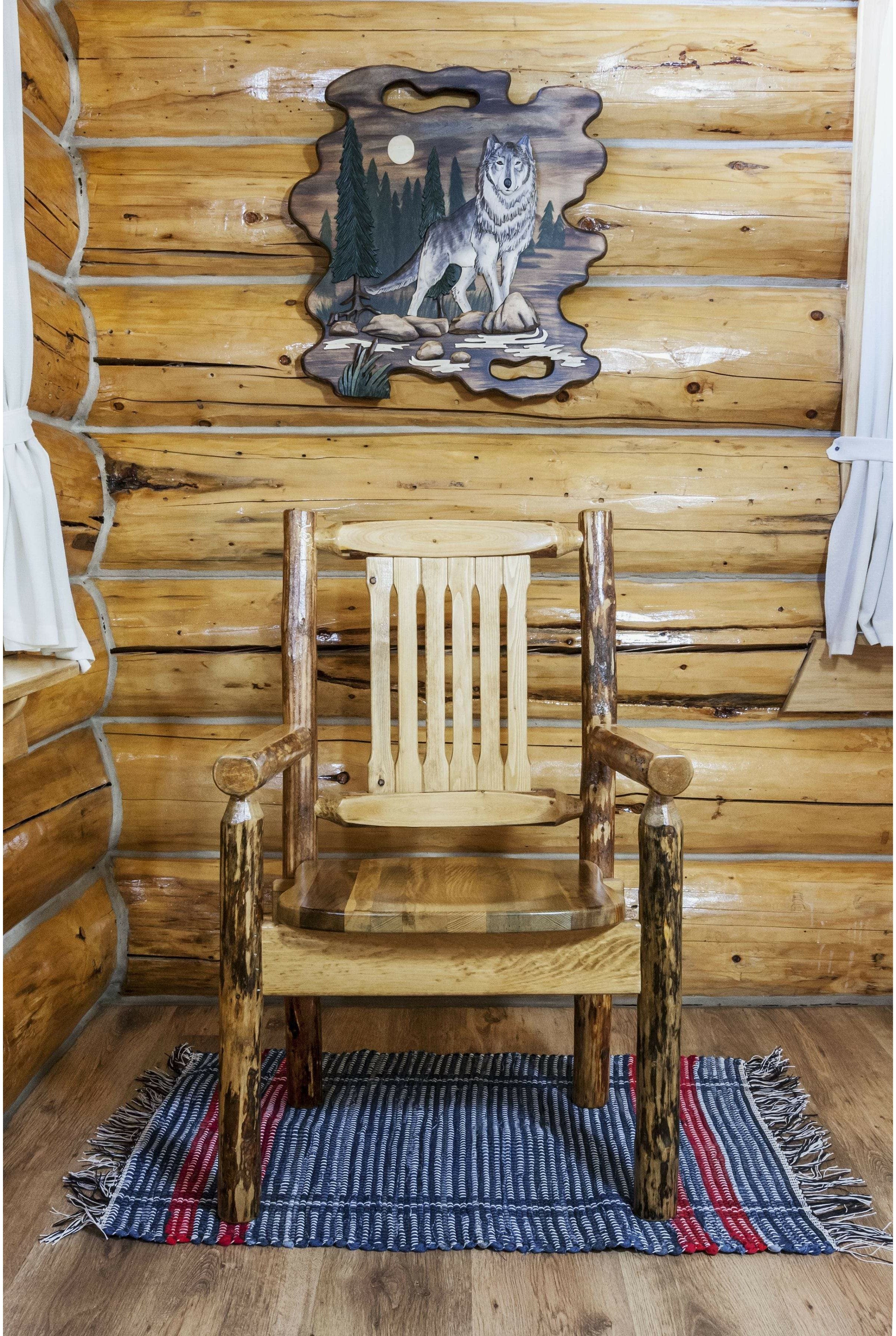 Montana Woodworks Glacier Country Collection Captain's Chair with Ergonomic Wooden Seat-Rustic Furniture Marketplace