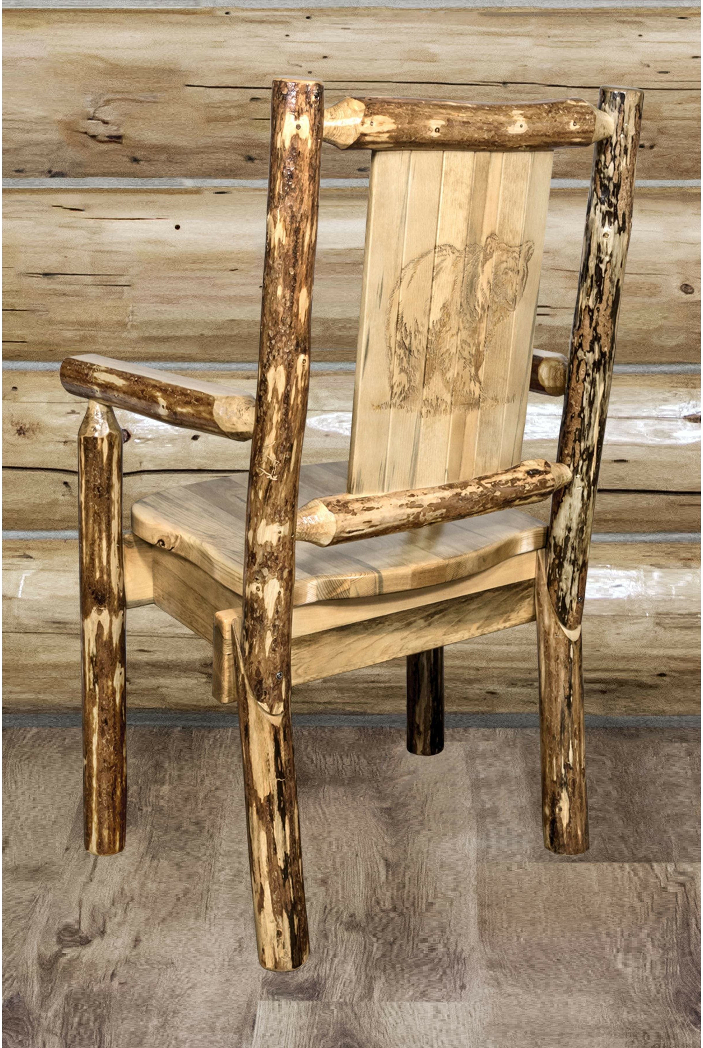 Montana Woodworks Captain's Chair with Laser Engraved Design-Rustic Furniture Marketplace