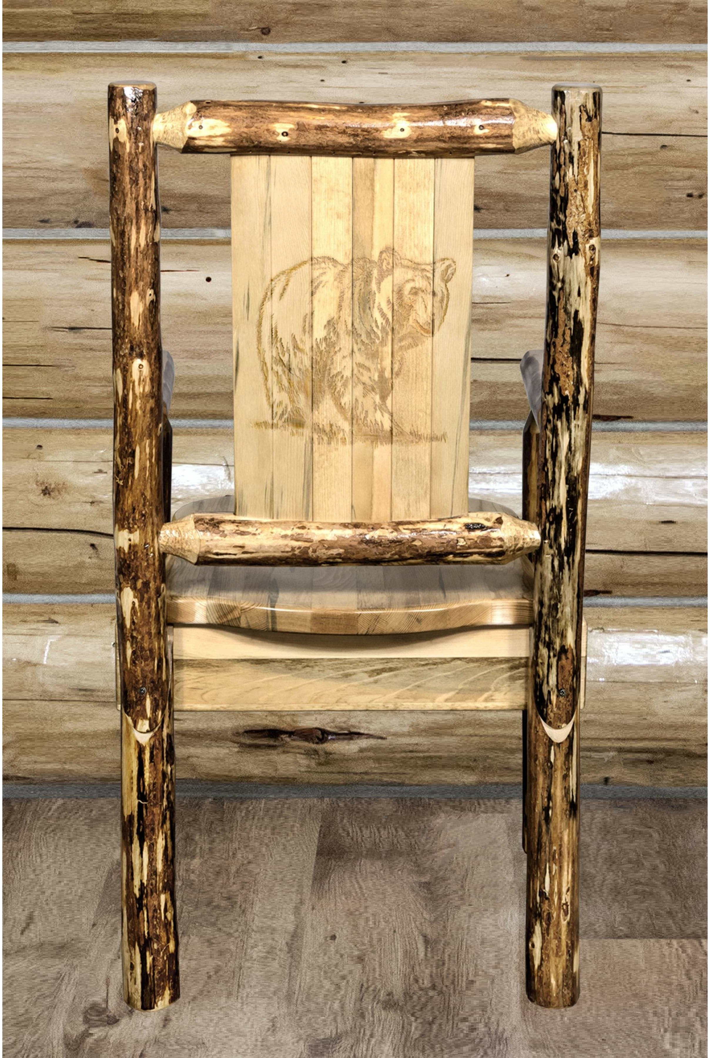 Montana Woodworks Captain's Chair with Laser Engraved Design-Rustic Furniture Marketplace