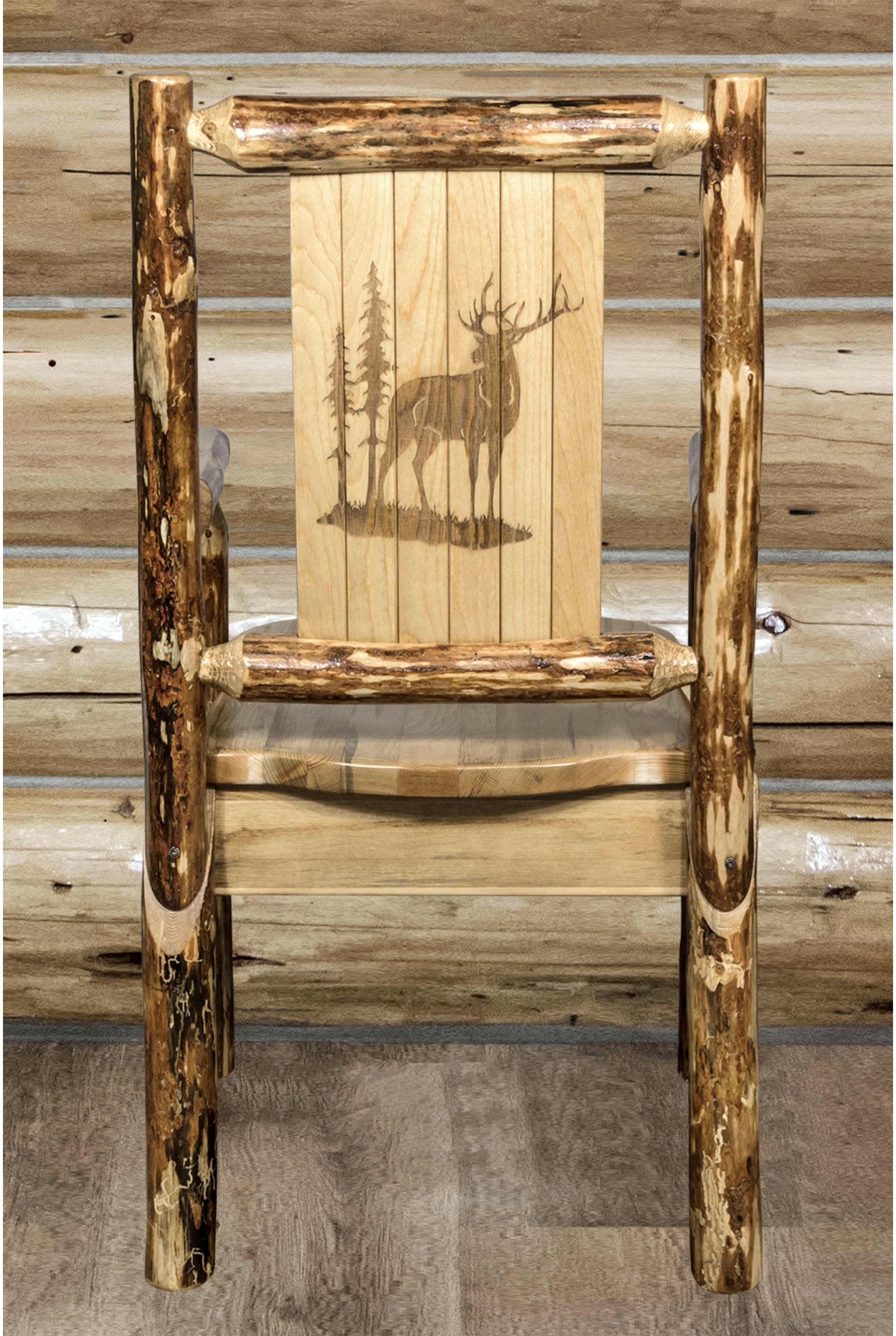 Montana Woodworks Captain's Chair with Laser Engraved Design-Rustic Furniture Marketplace