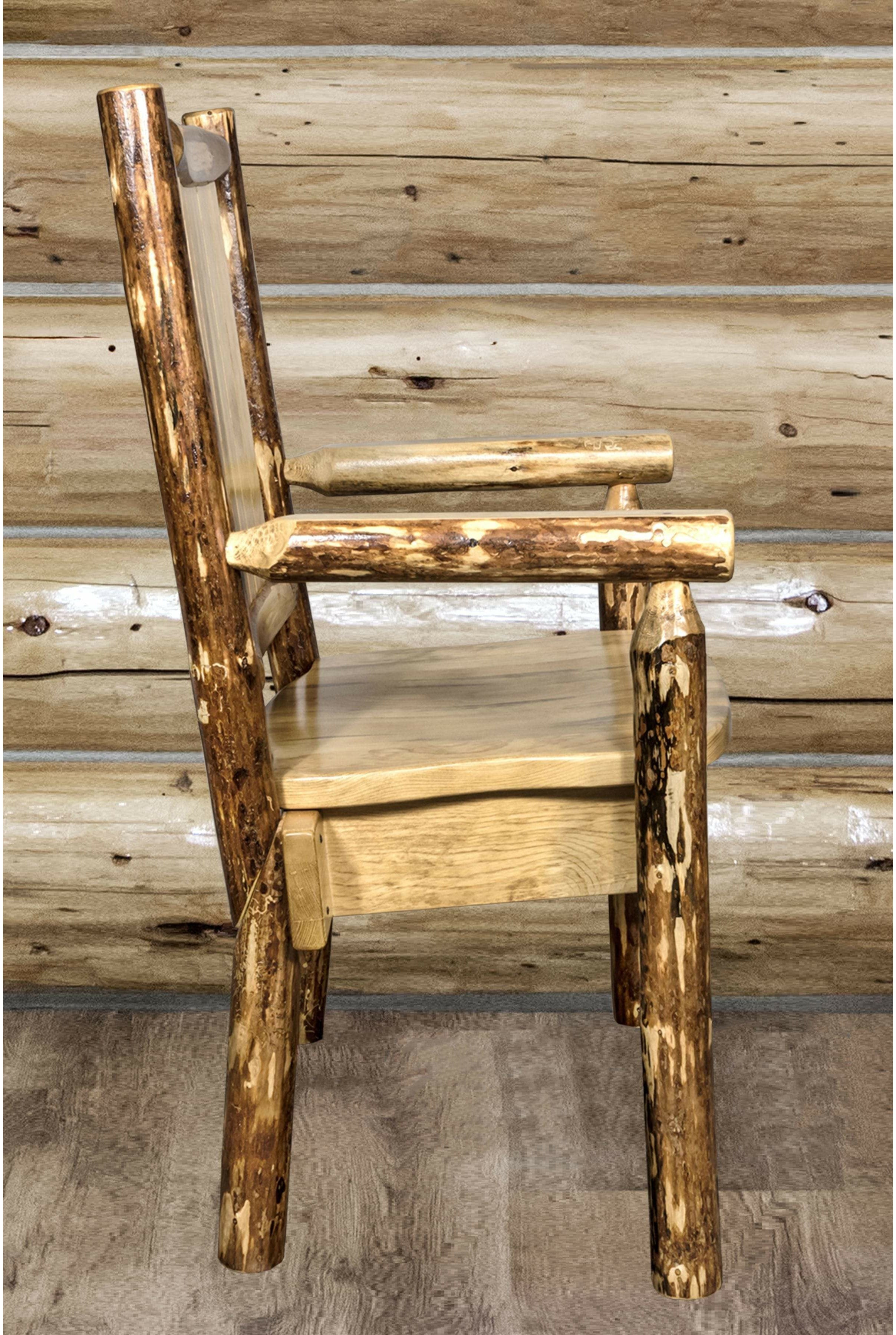 Montana Woodworks Captain's Chair with Laser Engraved Design-Rustic Furniture Marketplace