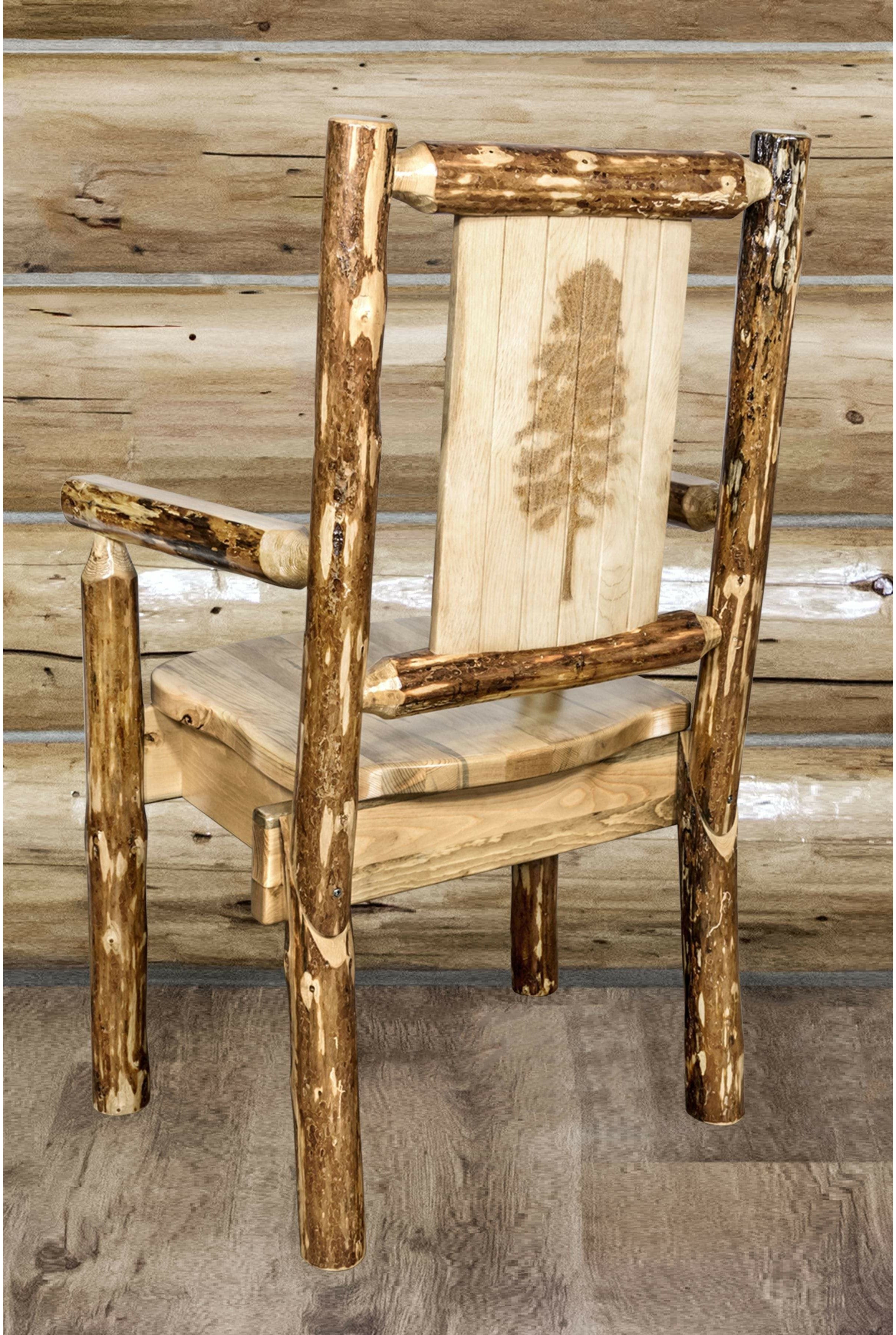 Montana Woodworks Captain's Chair with Laser Engraved Design-Rustic Furniture Marketplace