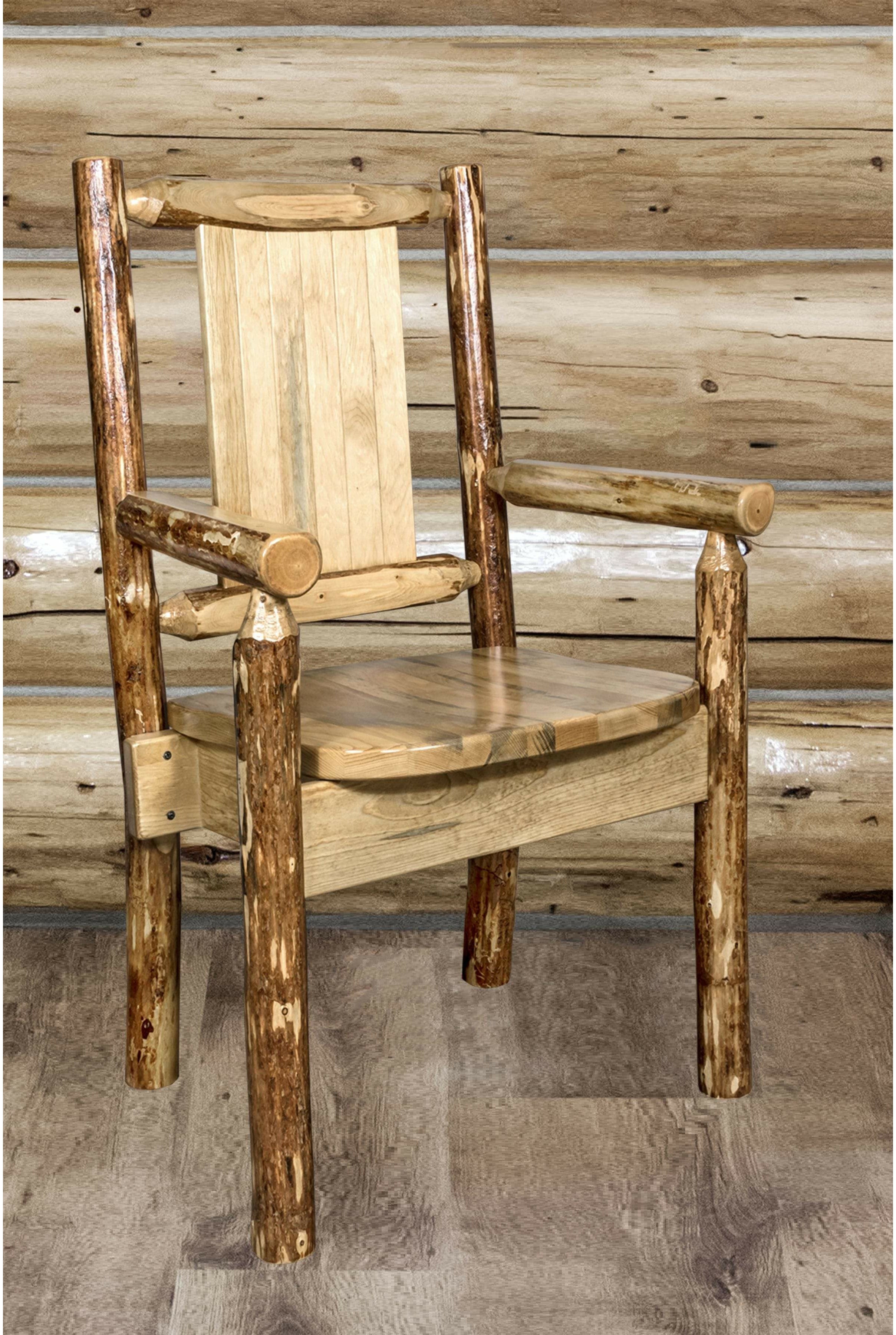 Montana Woodworks Captain's Chair with Laser Engraved Design-Rustic Furniture Marketplace