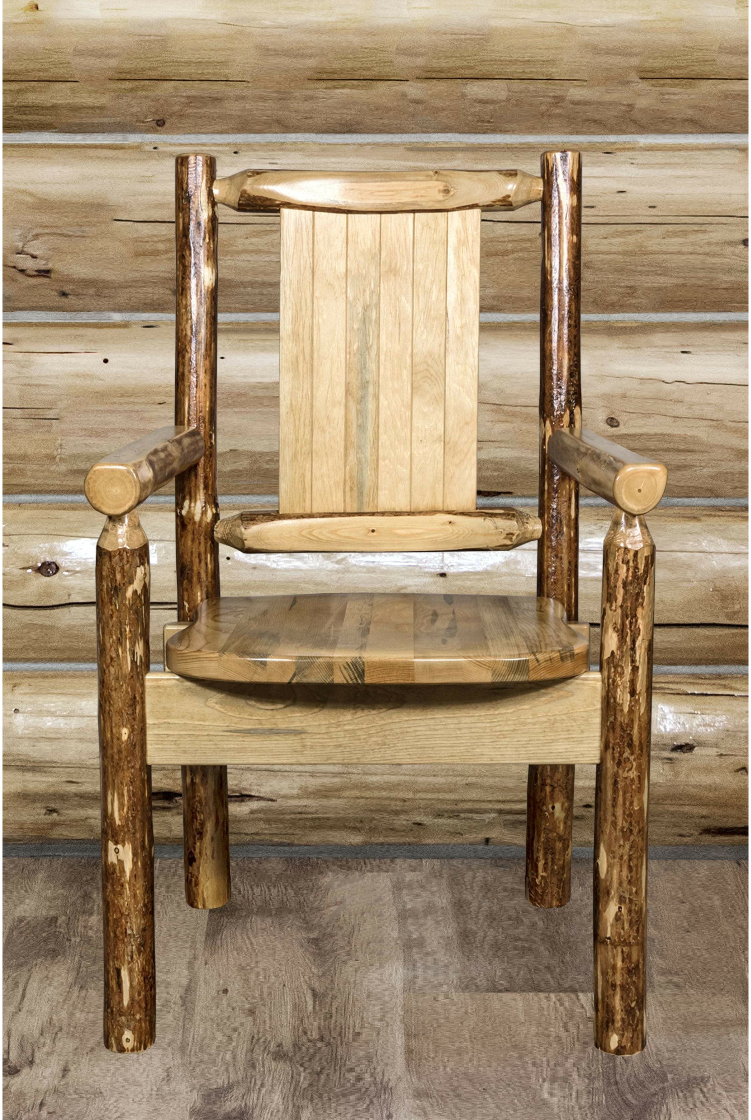 Montana Woodworks Captain's Chair with Laser Engraved Design-Rustic Furniture Marketplace