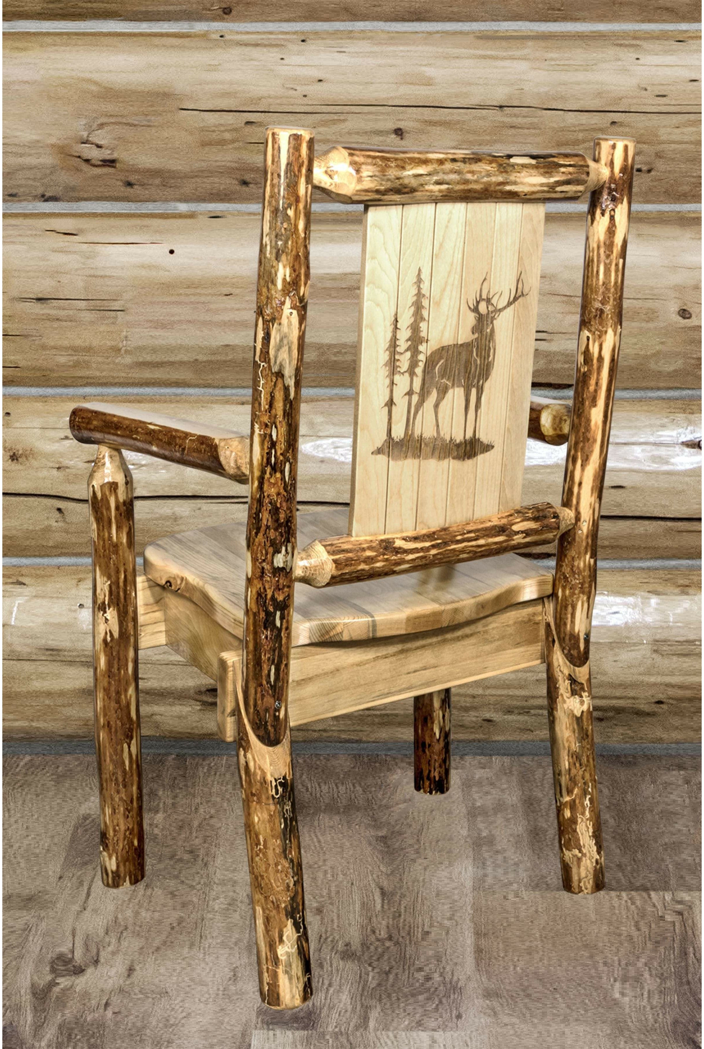 Montana Woodworks Captain's Chair with Laser Engraved Design-Rustic Furniture Marketplace