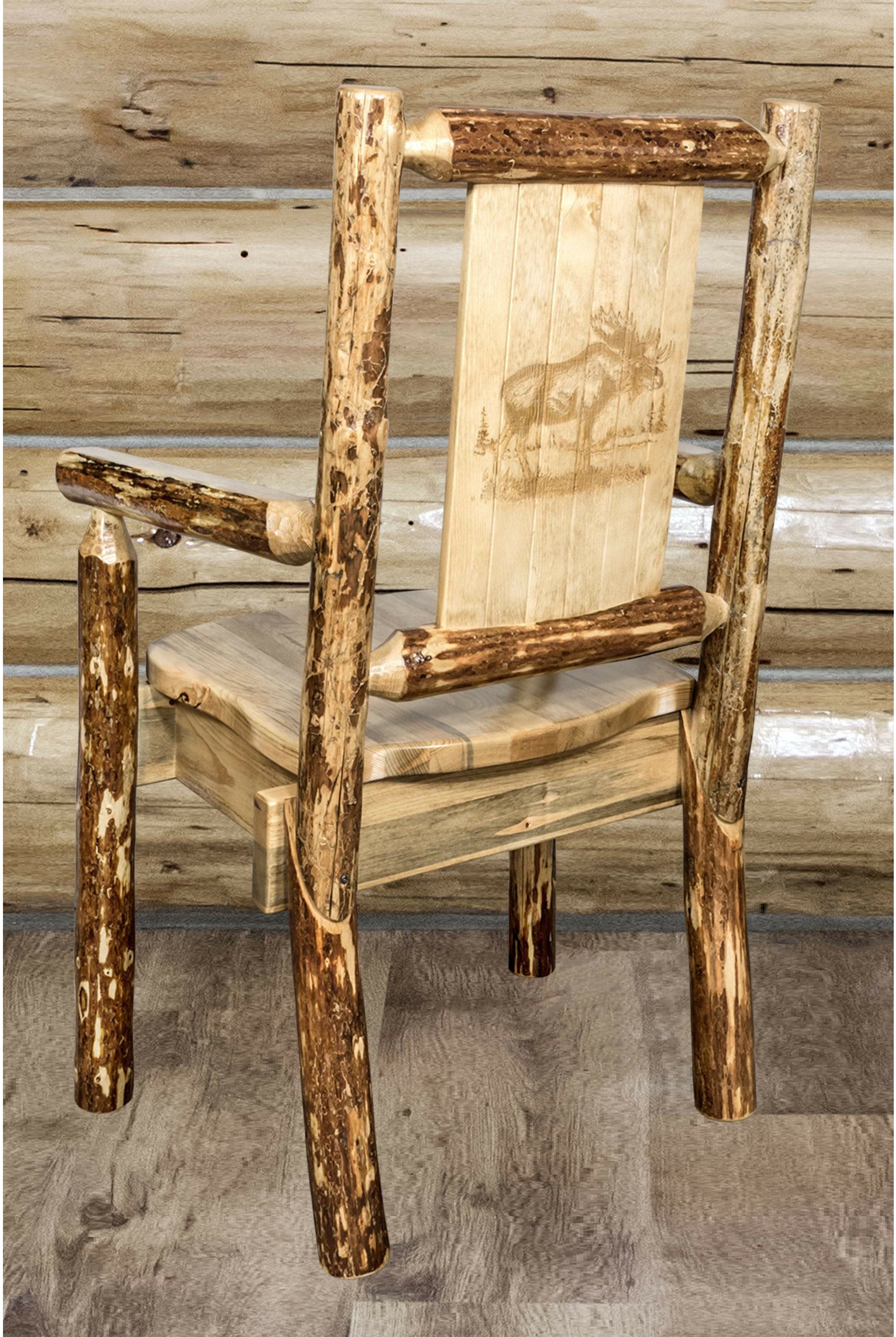 Montana Woodworks Captain's Chair with Laser Engraved Design-Rustic Furniture Marketplace