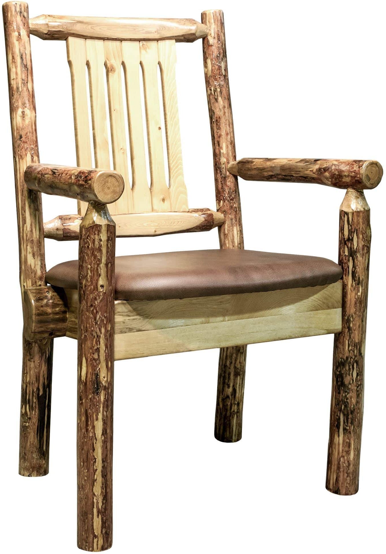 Montana Woodworks Glacier Country Collection Captain's Chair with Upholstered Seat-Rustic Furniture Marketplace