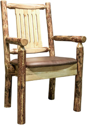 Montana Woodworks Glacier Country Collection Captain's Chair with Upholstered Seat-Rustic Furniture Marketplace