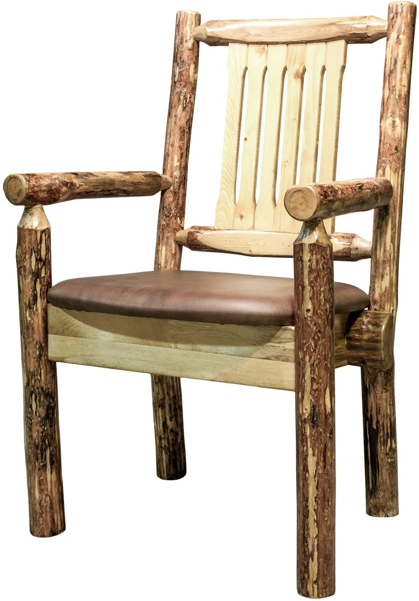 Montana Woodworks Glacier Country Collection Captain's Chair with Upholstered Seat-Rustic Furniture Marketplace