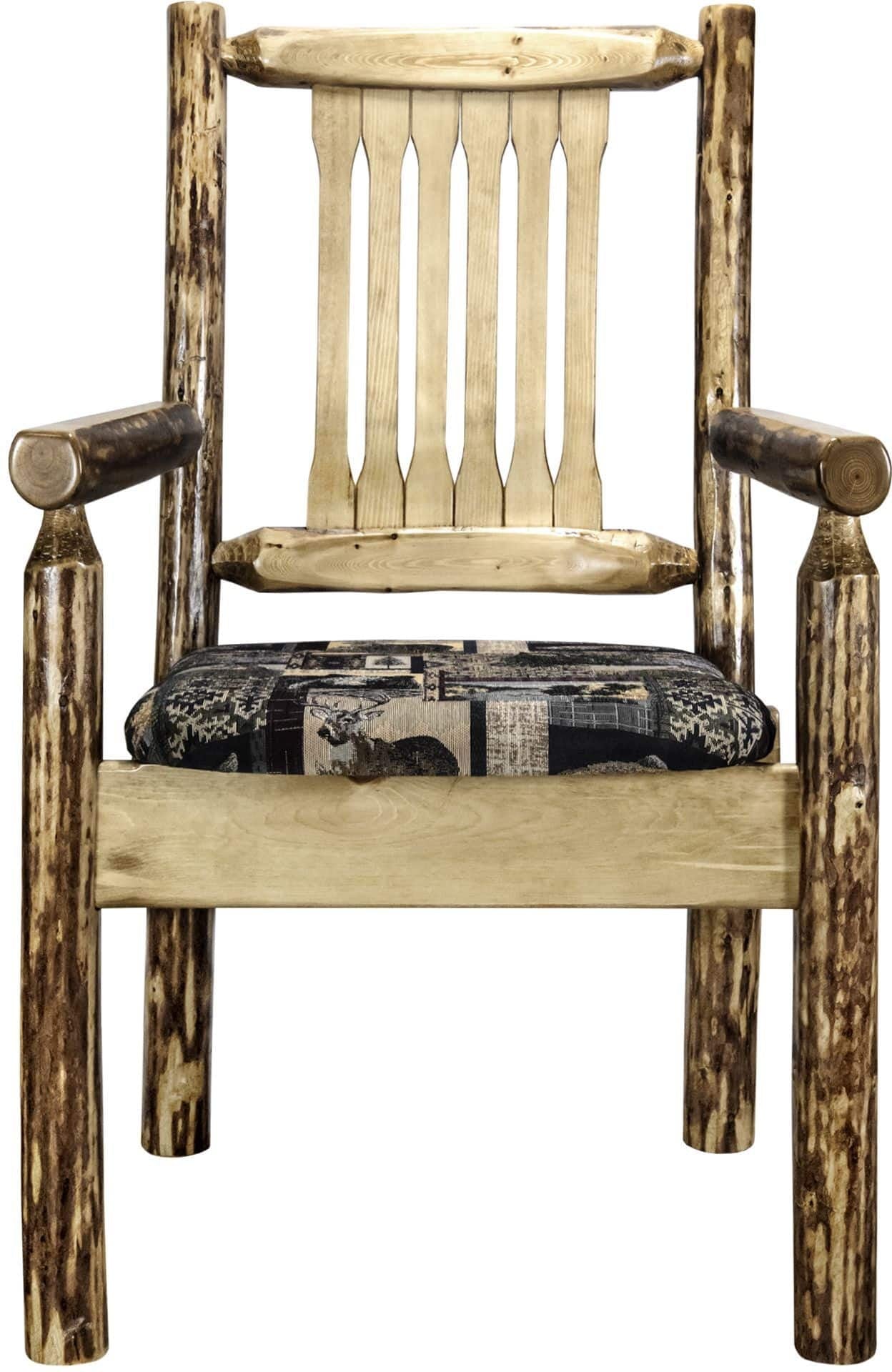 Montana Woodworks Glacier Country Collection Captain's Chair with Upholstered Seat-Rustic Furniture Marketplace