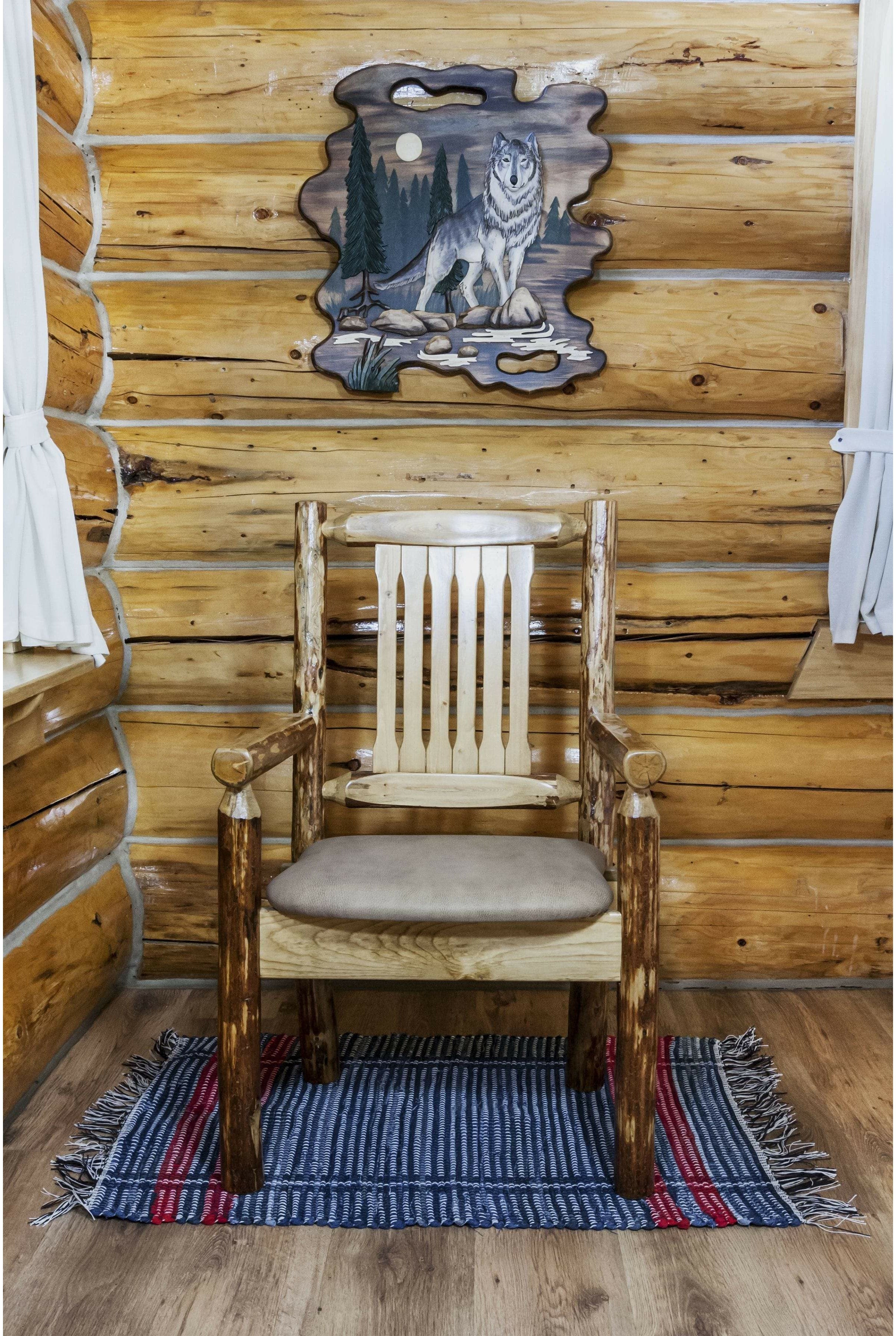 Montana Woodworks Glacier Country Collection Captain's Chair with Upholstered Seat-Rustic Furniture Marketplace