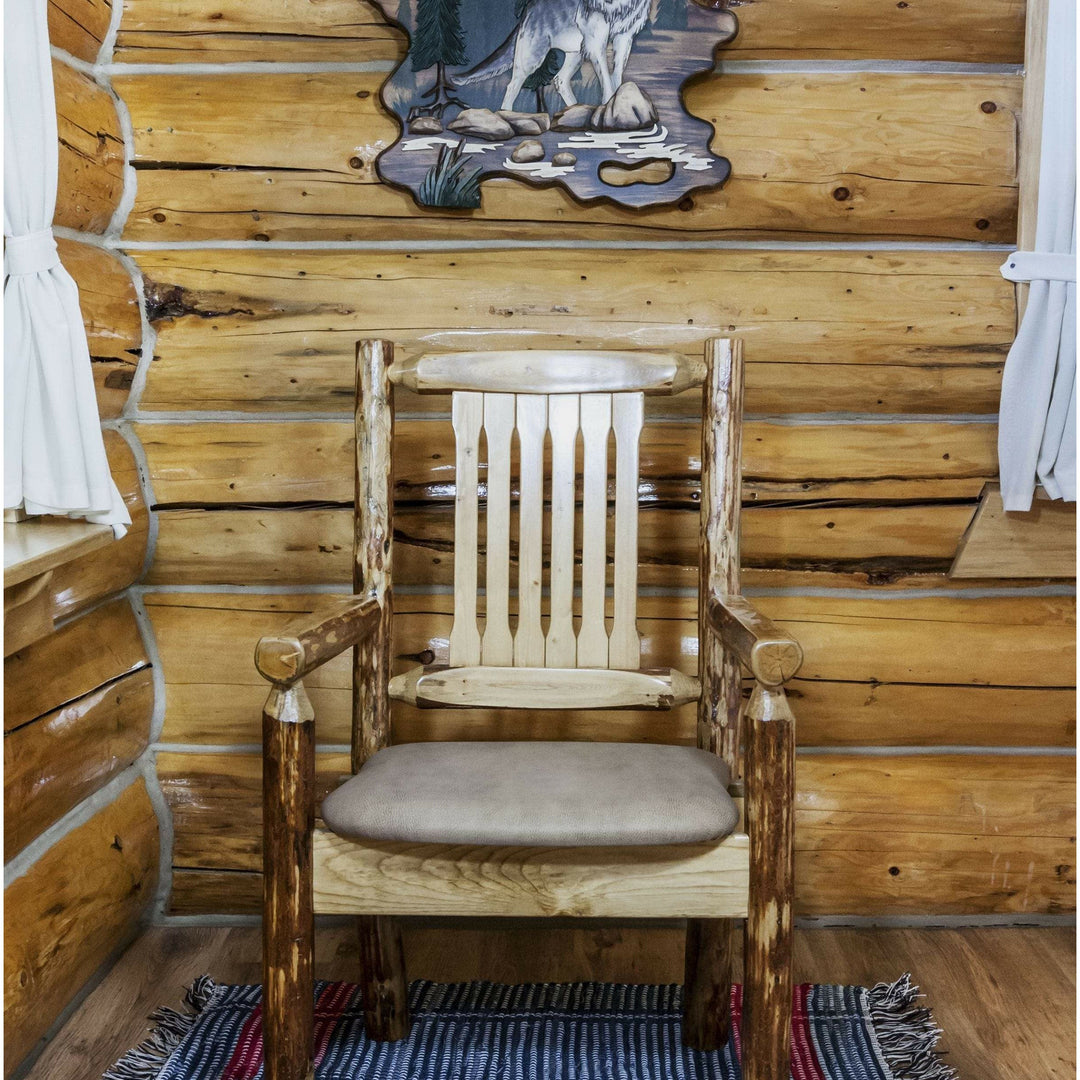 Montana Woodworks Glacier Country Collection Captain's Chair with Upholstered Seat-Rustic Furniture Marketplace