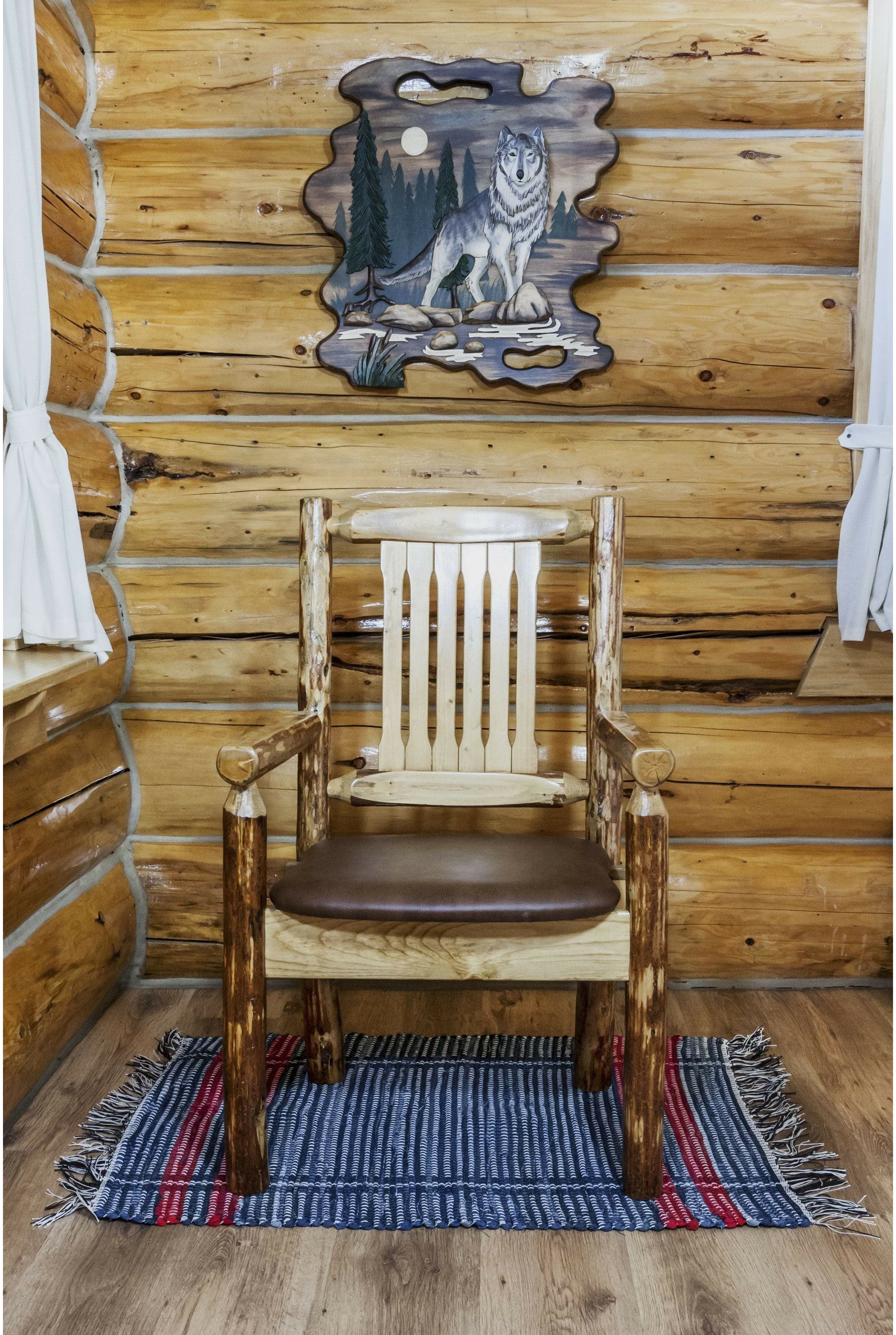 Montana Woodworks Glacier Country Collection Captain's Chair with Upholstered Seat-Rustic Furniture Marketplace