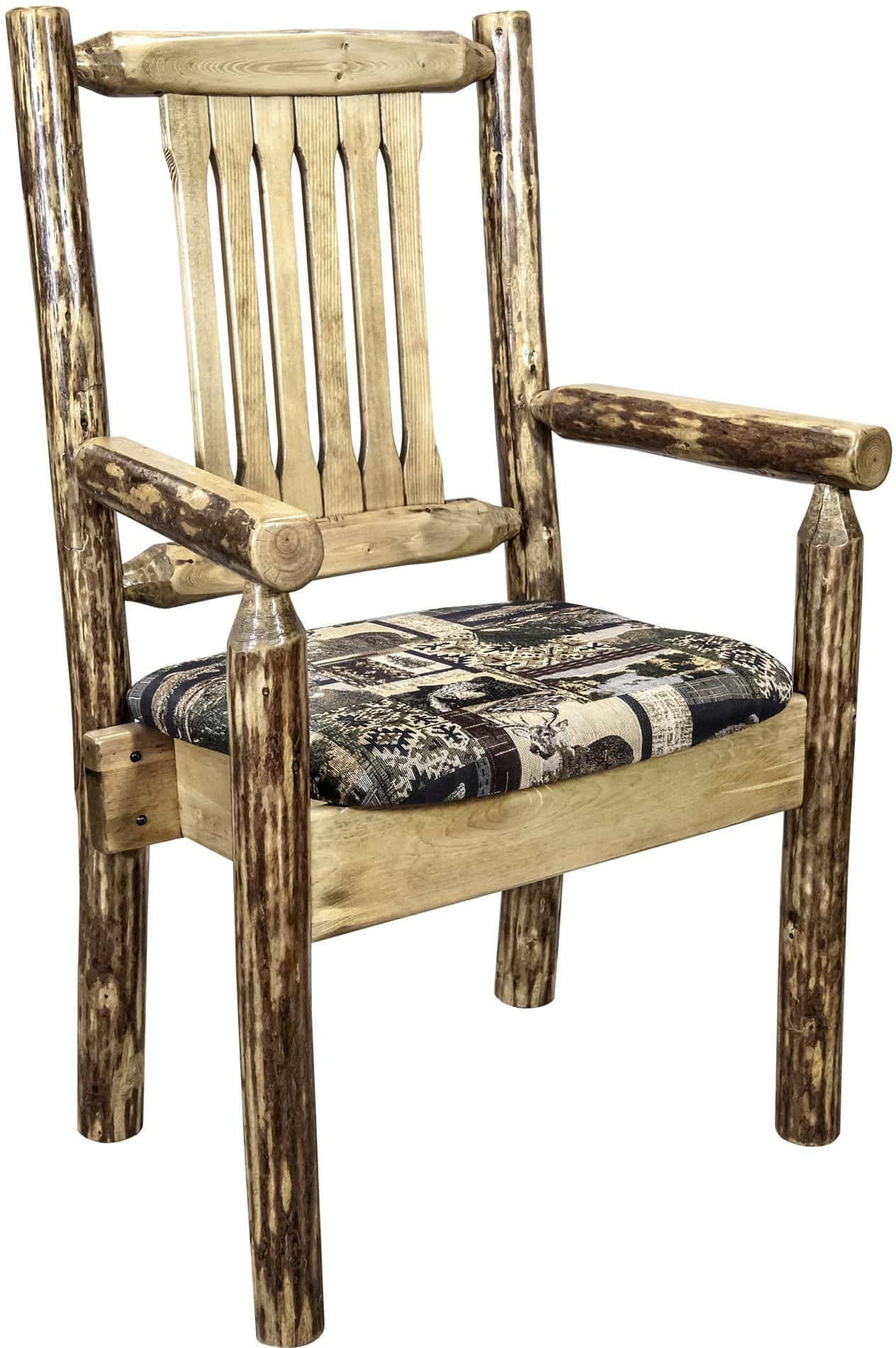 Montana Woodworks Glacier Country Collection Captain's Chair with Upholstered Seat-Rustic Furniture Marketplace