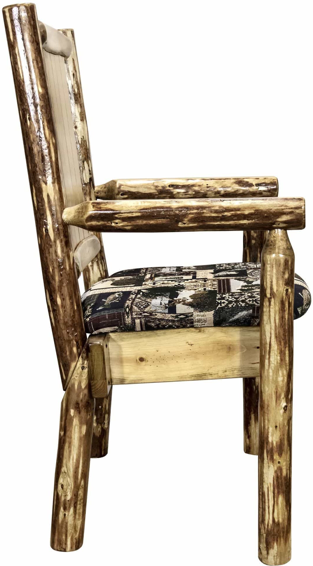 Montana Woodworks Glacier Country Collection Captain's Chair Woodland Upholstery with Laser Engraved Design-Rustic Furniture Marketplace