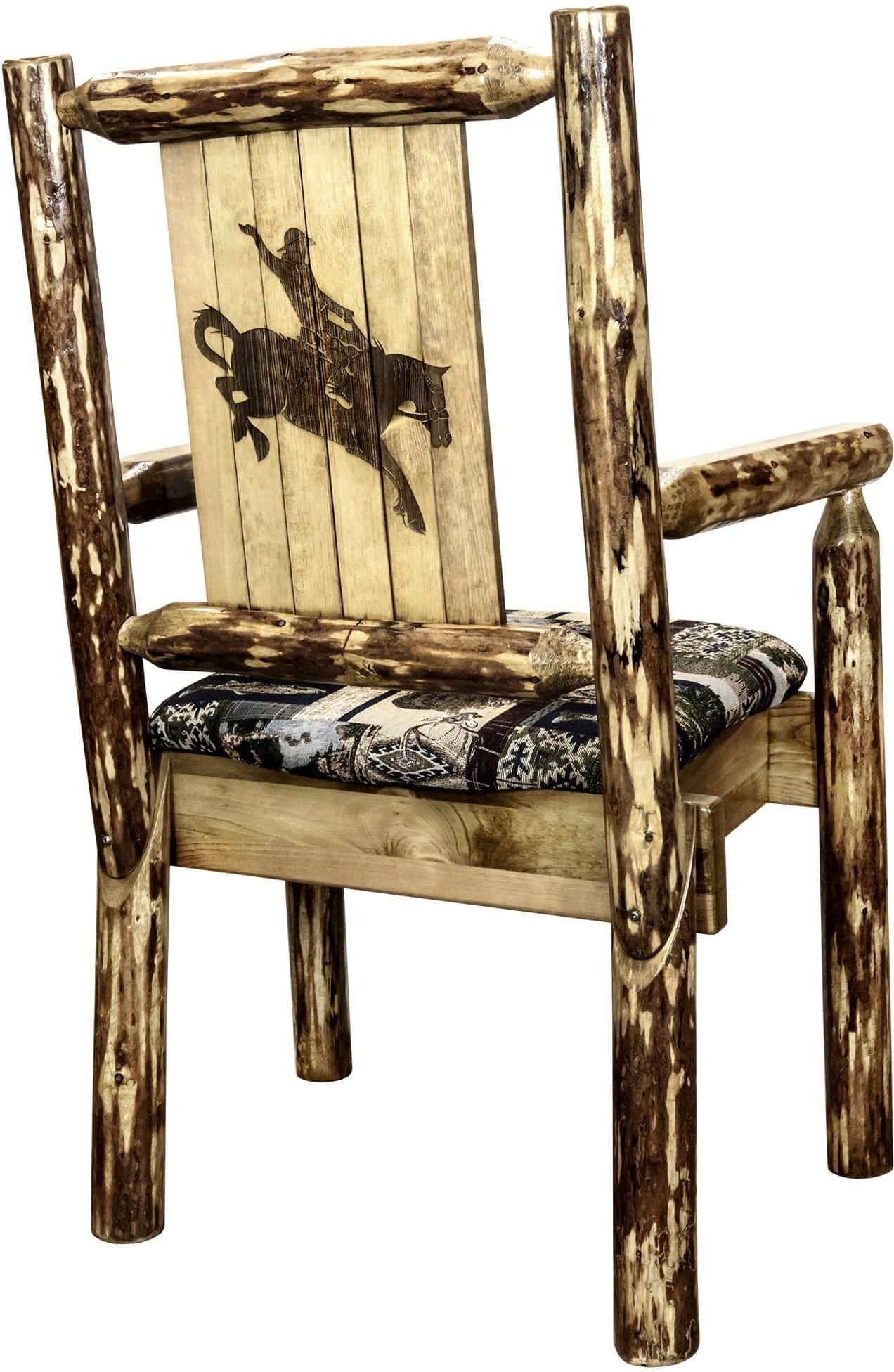 Montana Woodworks Glacier Country Collection Captain's Chair Woodland Upholstery with Laser Engraved Design-Rustic Furniture Marketplace