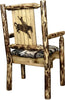 Montana Woodworks Glacier Country Collection Captain's Chair Woodland Upholstery with Laser Engraved Design-Rustic Furniture Marketplace