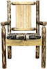 Montana Woodworks Glacier Country Collection Captain's Chair Woodland Upholstery with Laser Engraved Design-Rustic Furniture Marketplace