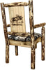 Montana Woodworks Glacier Country Collection Captain's Chair Woodland Upholstery with Laser Engraved Design-Rustic Furniture Marketplace