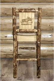 Montana Woodworks Glacier Country Collection Counter Height Barstool Buckskin Upholstery with Laser Engraved Design-Rustic Furniture Marketplace