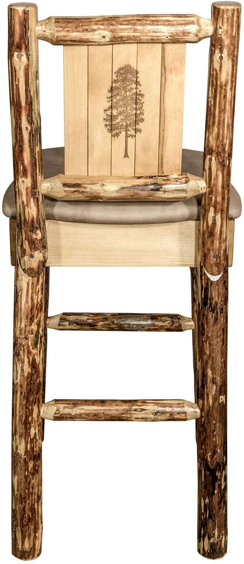 Montana Woodworks Glacier Country Collection Counter Height Barstool Buckskin Upholstery with Laser Engraved Design-Rustic Furniture Marketplace