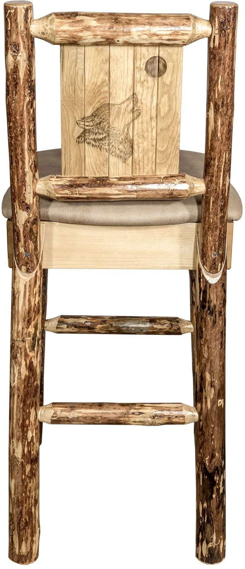 Montana Woodworks Glacier Country Collection Counter Height Barstool Buckskin Upholstery with Laser Engraved Design-Rustic Furniture Marketplace