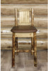 Montana Woodworks Glacier Country Collection Counter Height Barstool Saddle Upholstery with Laser Engraved Design-Rustic Furniture Marketplace