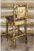 Montana Woodworks Glacier Country Collection Counter Height Barstool Saddle Upholstery with Laser Engraved Design-Rustic Furniture Marketplace