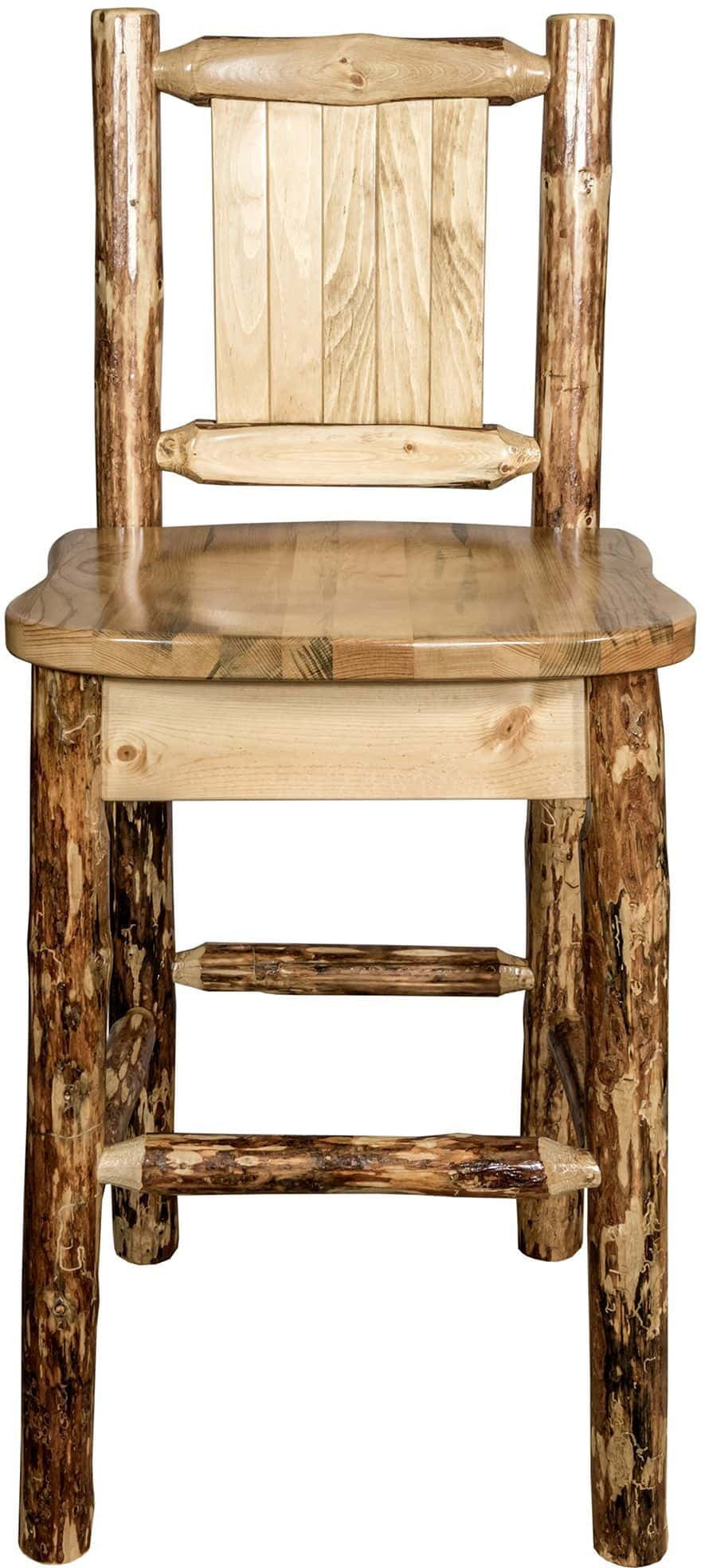 Montana Woodworks Glacier Country Collection Counter Height Barstool with Back - Laser Engraved Design-Rustic Furniture Marketplace