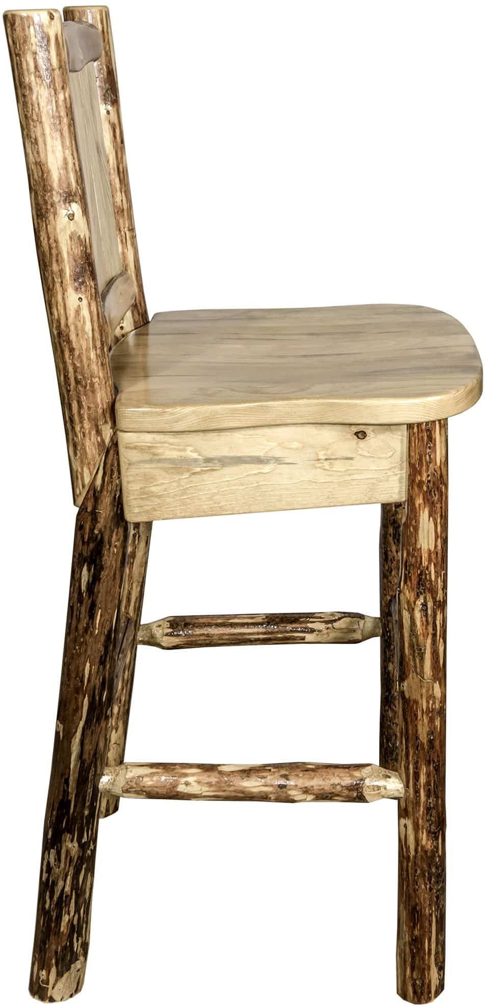 Montana Woodworks Glacier Country Collection Counter Height Barstool with Back - Laser Engraved Design-Rustic Furniture Marketplace