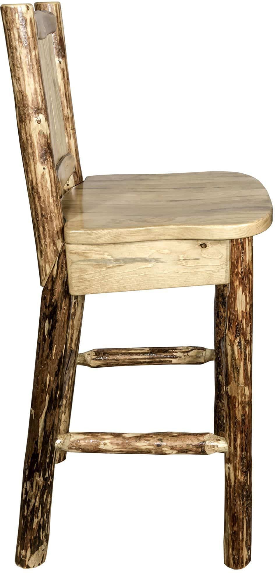 Montana Woodworks Glacier Country Collection Counter Height Barstool with Back - Laser Engraved Design-Rustic Furniture Marketplace